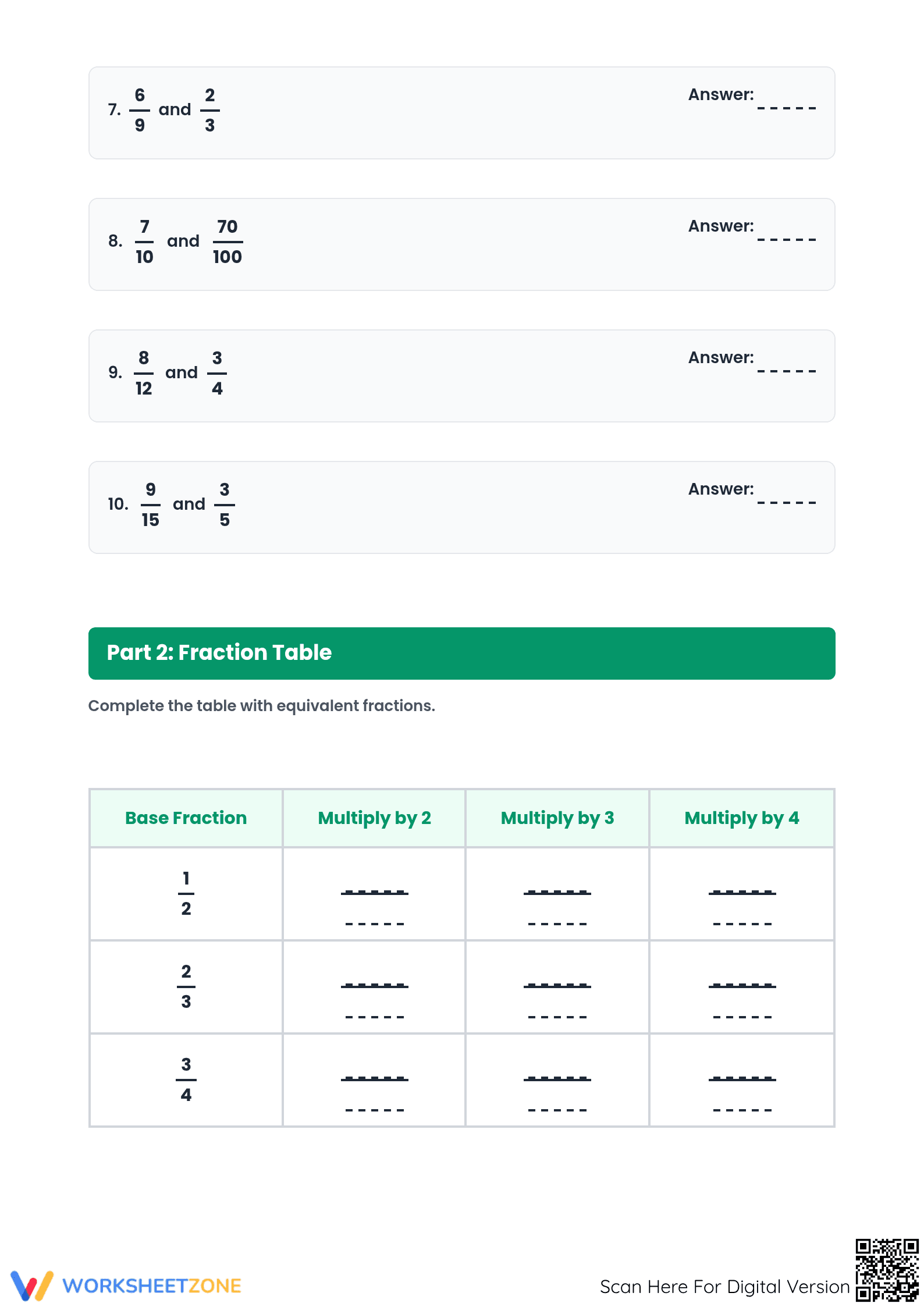 Printable Equivalent Fractions Practice | Grade 4 Aligned - Page 2