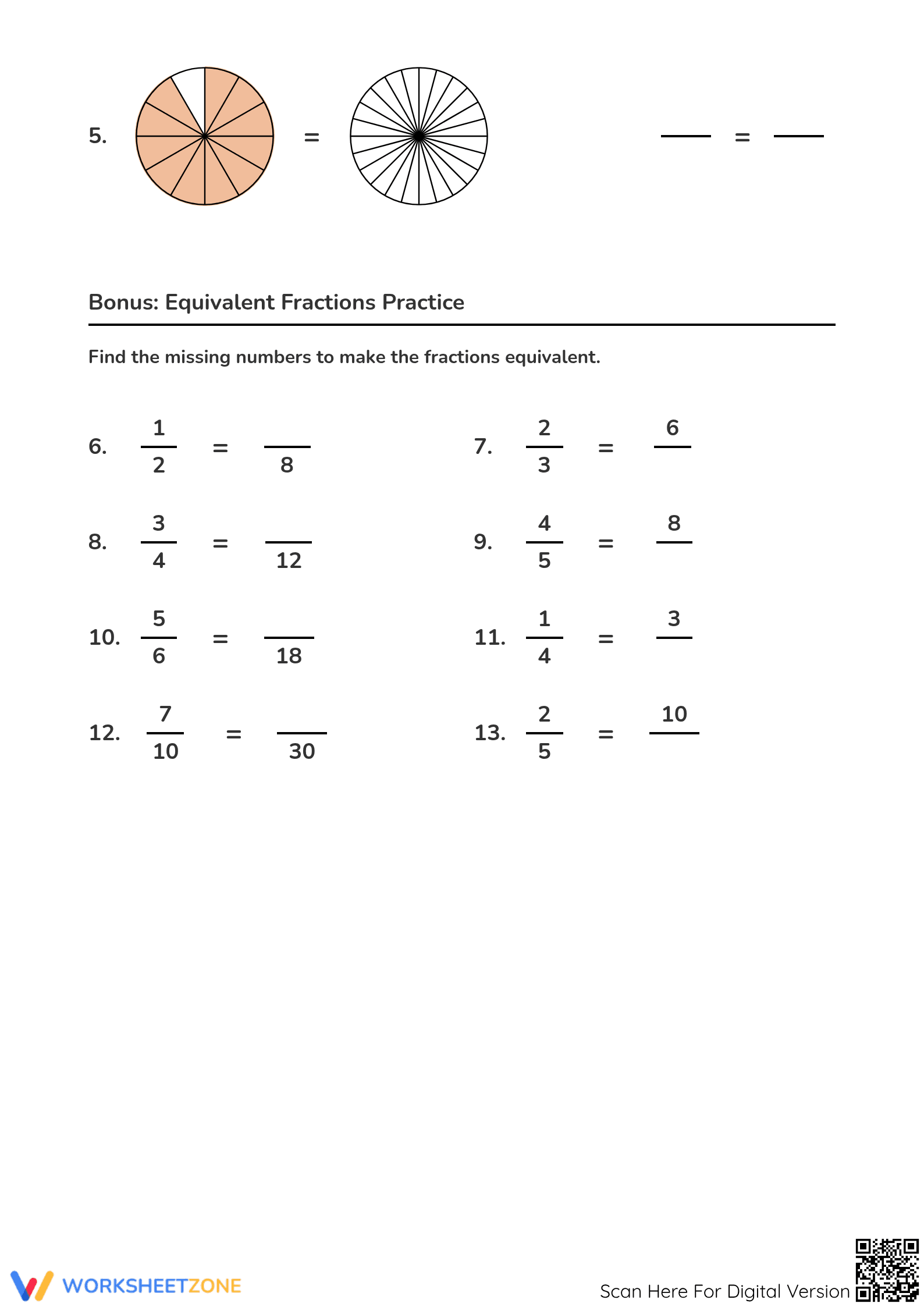 Printable Equivalent Fractions Practice | Grade 4 Math - Page 2