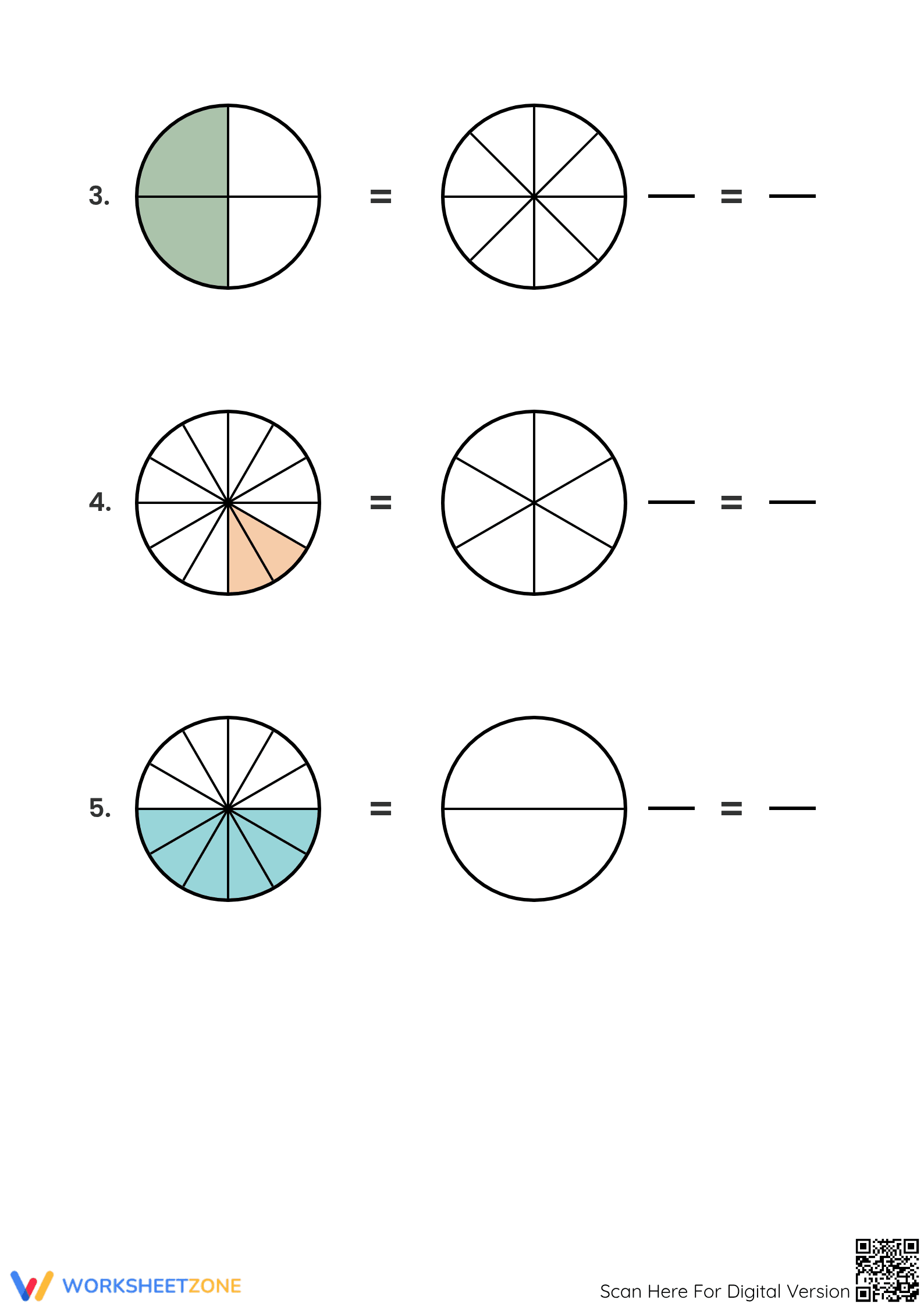 Grade 3 Equivalent Fractions — Printable No-Prep Worksheet - Page 2