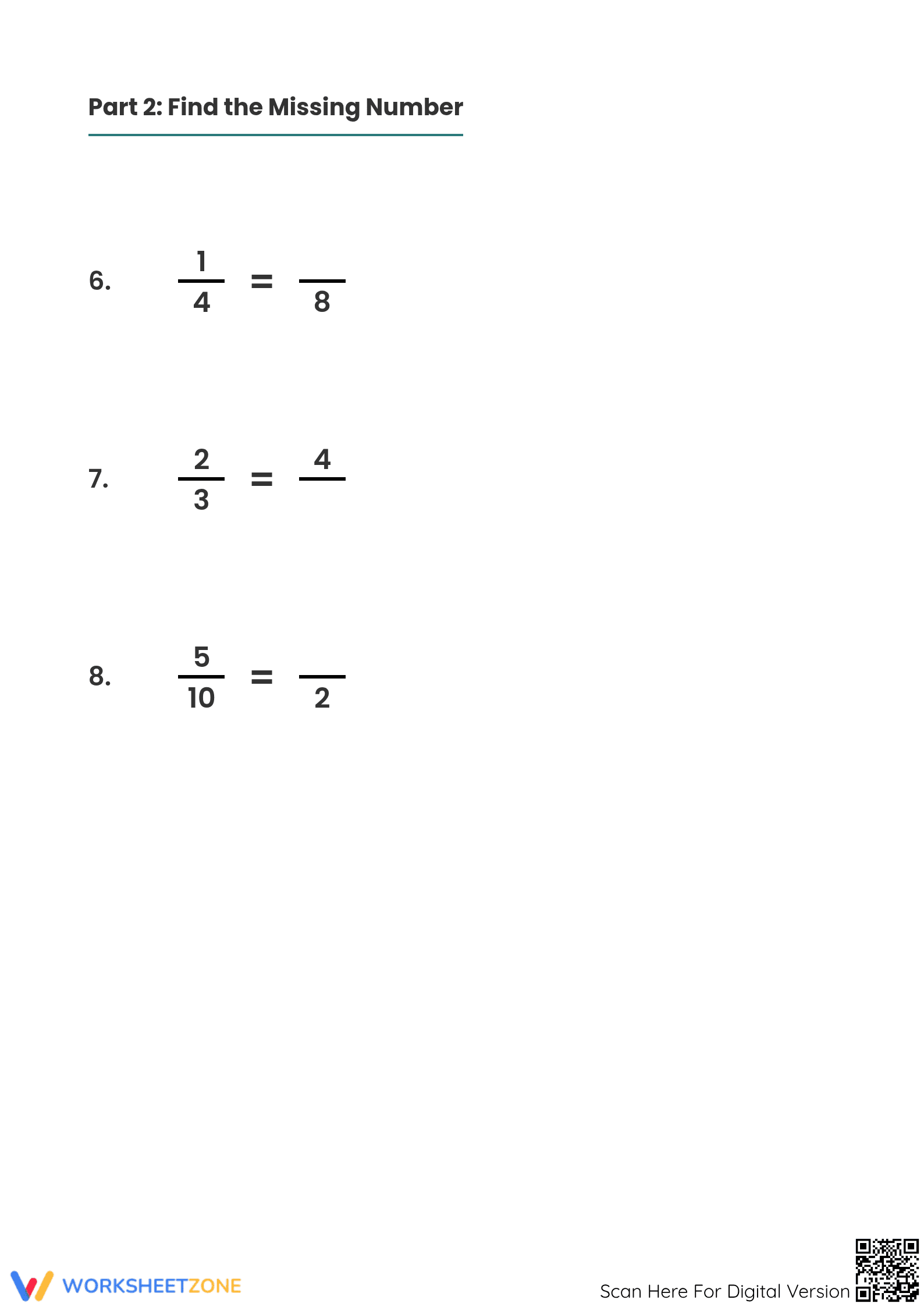 Grade 3 Equivalent Fractions — Printable No-Prep Worksheet - Page 3
