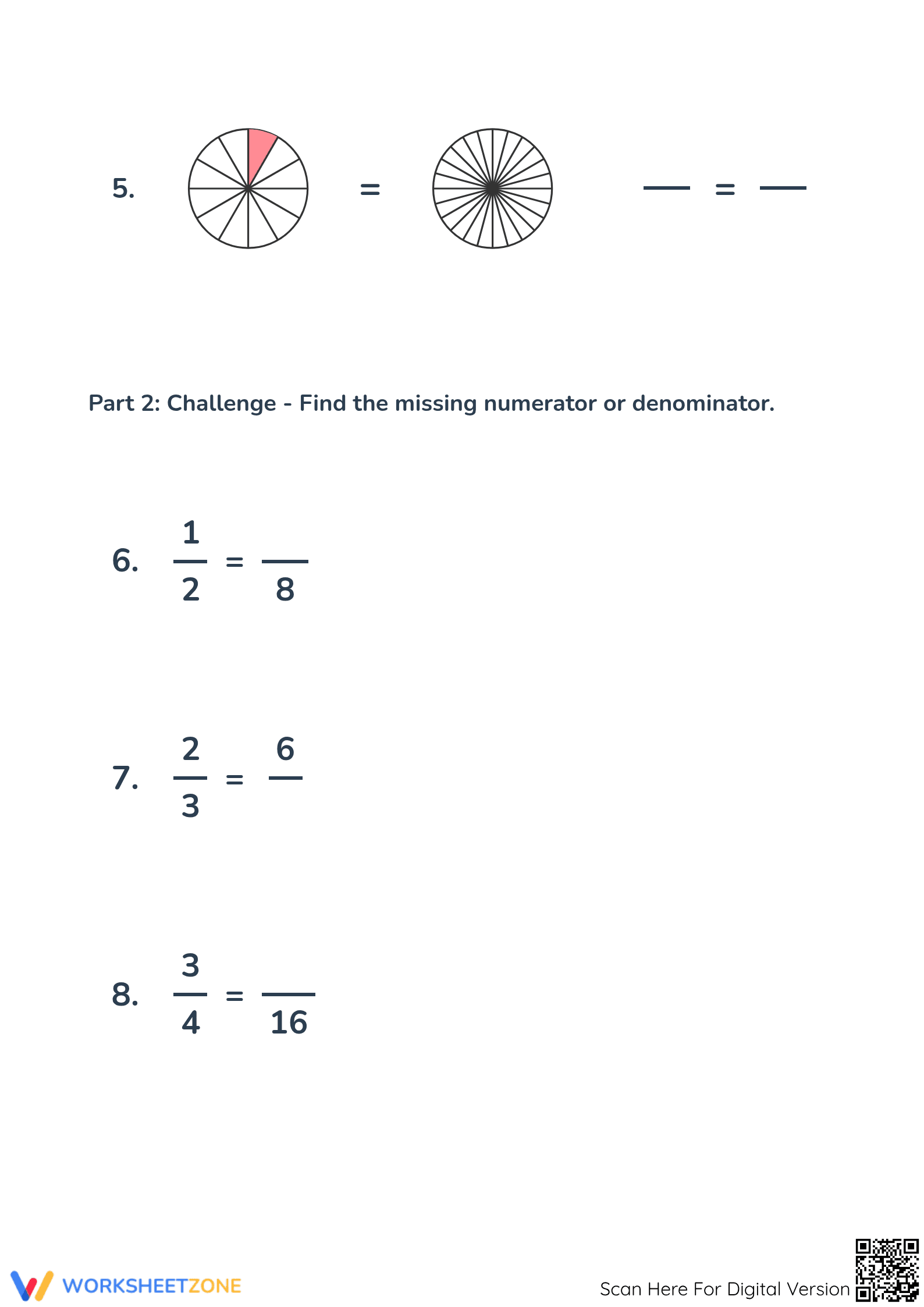 Equivalent Fractions Worksheet | Grade 3 Essential Math - Page 2