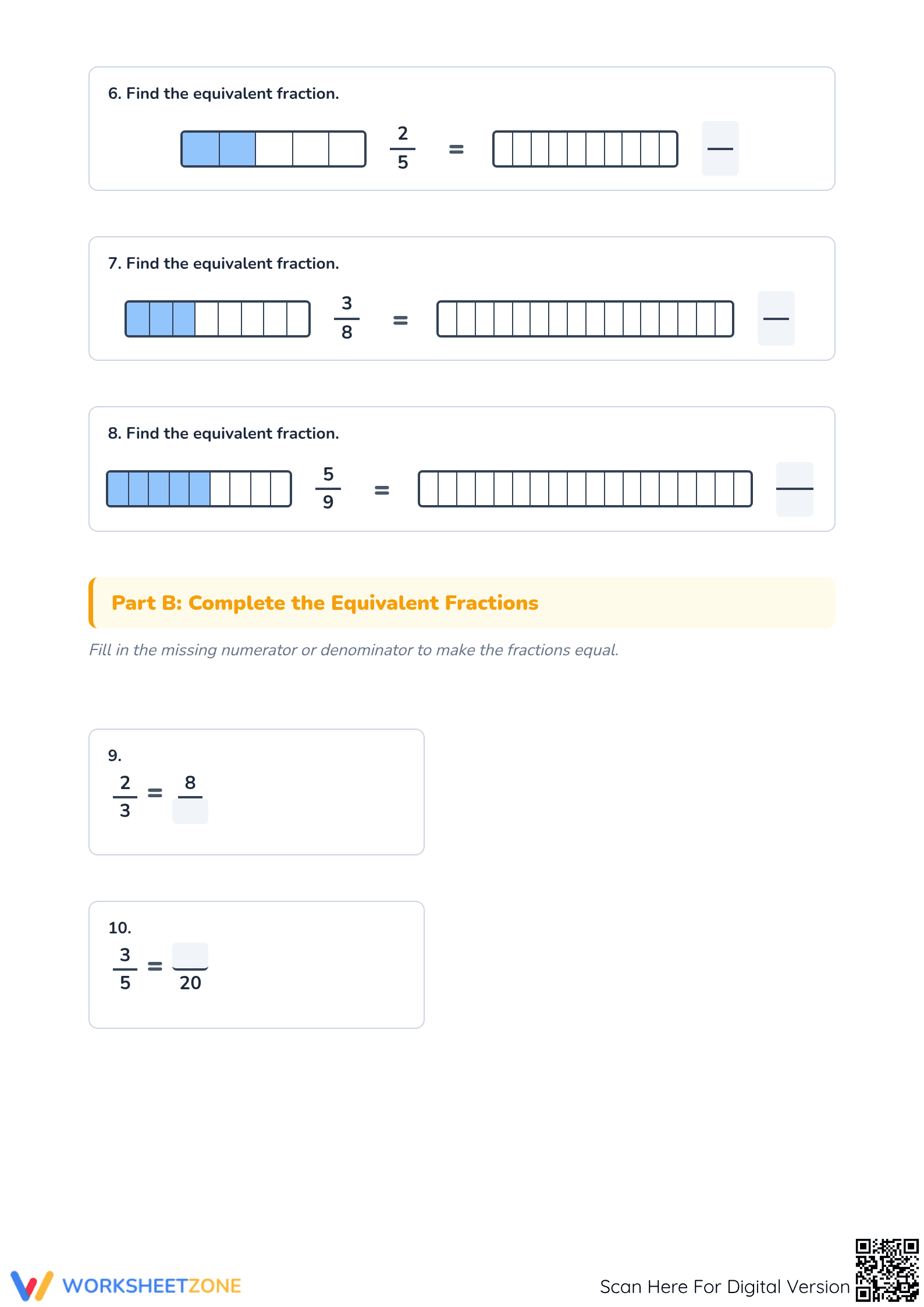 Printable Equivalent Fractions Practice | Grade 3-5 Math - Page 2