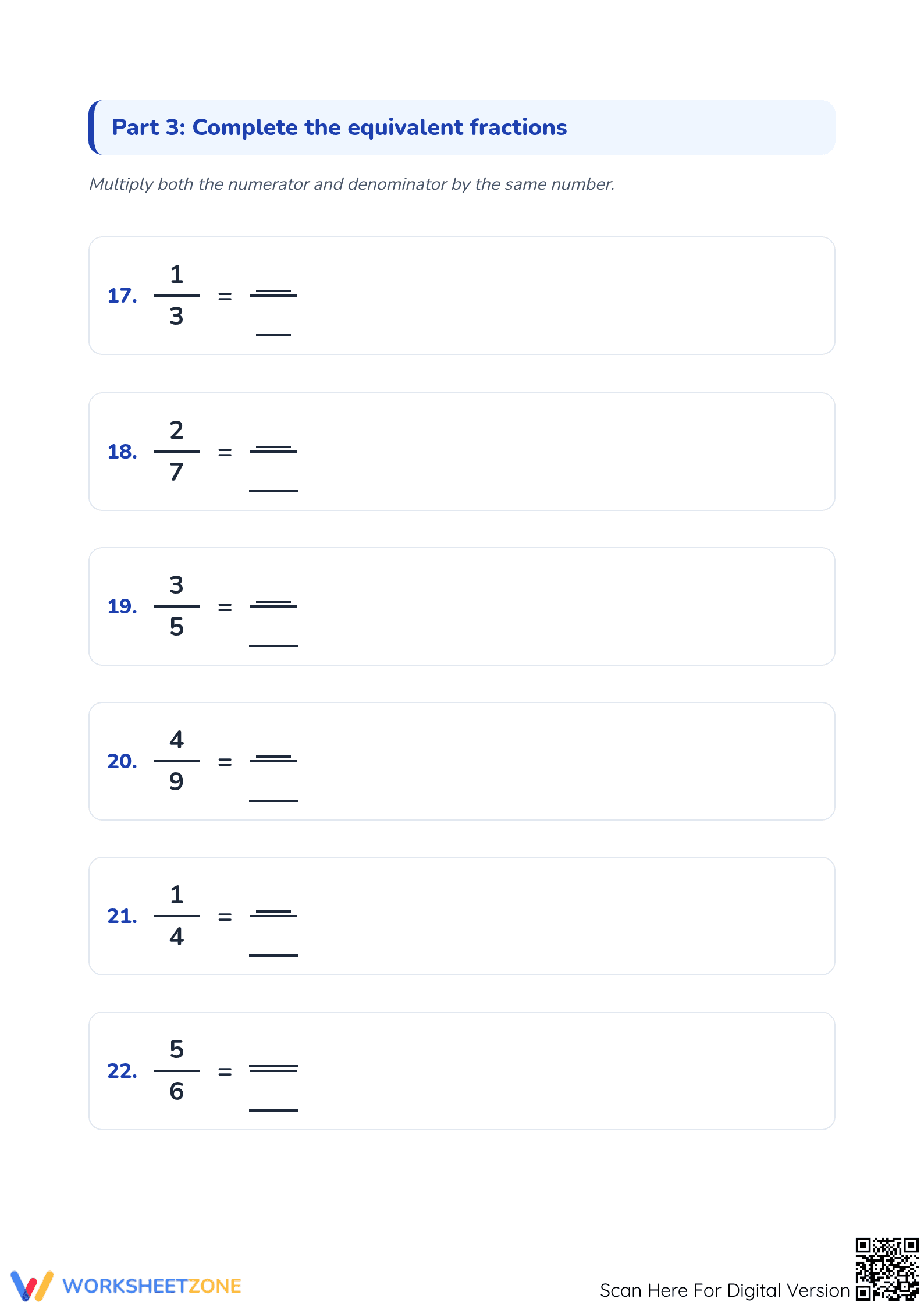 Printable Equivalent Fractions Worksheet | Grade 4 Aligned - Page 4