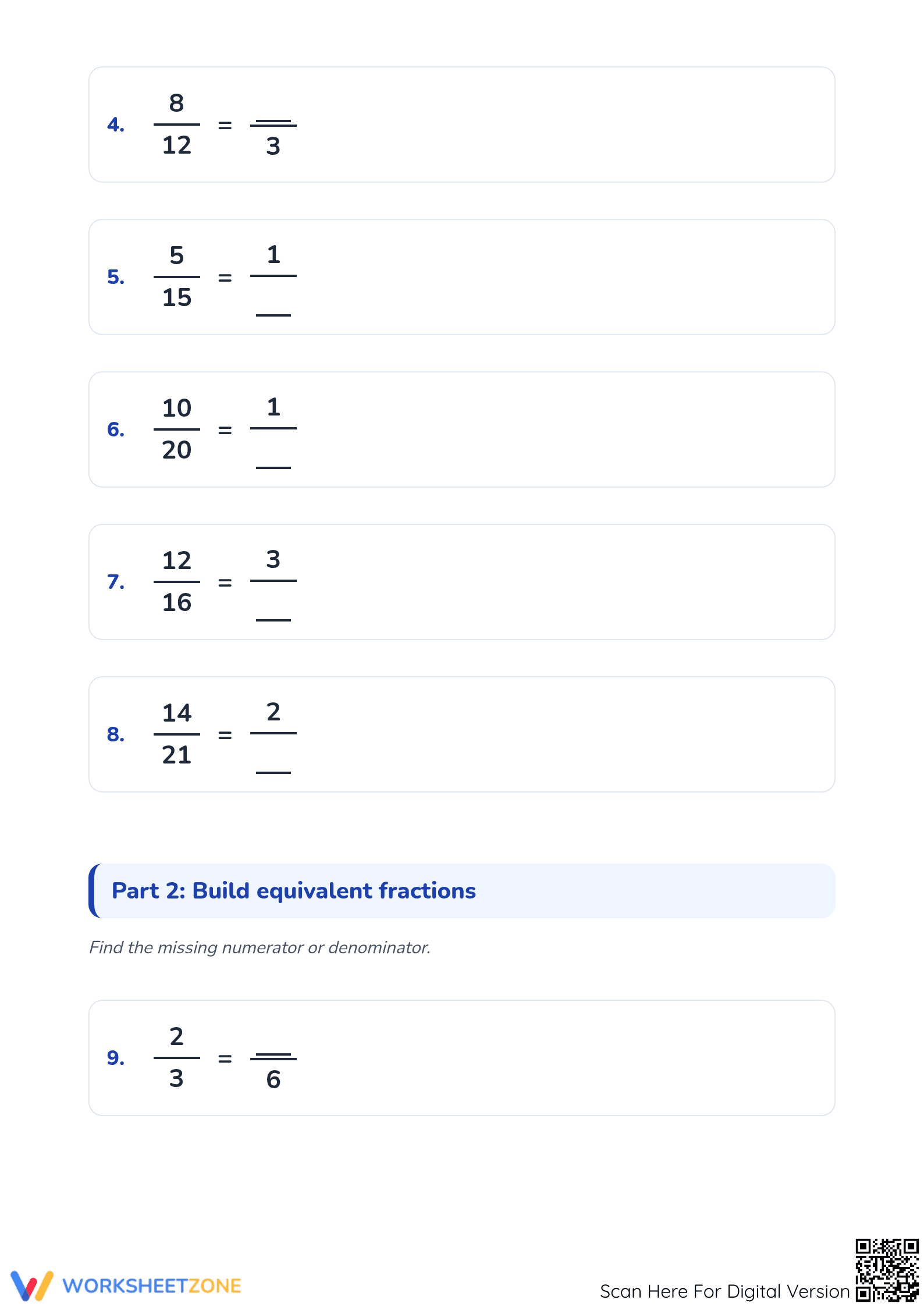 Grade 4 Aligned: Equivalent Fractions Worksheet - Page 2