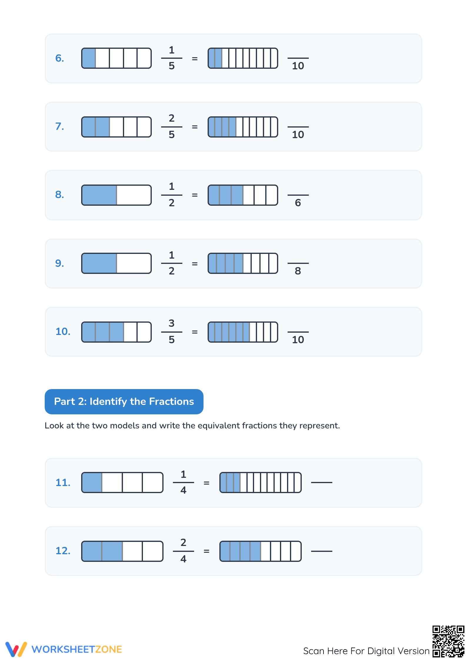 Printable Equivalent Fractions Test | Grade 3 Math - Page 2
