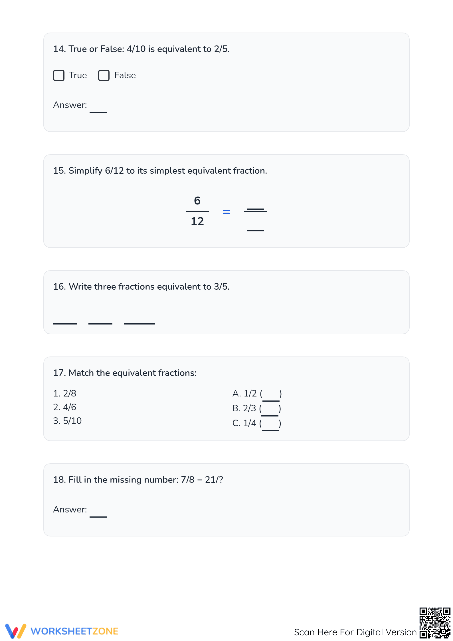 Essential Equivalent Fractions Worksheet | Grades 3-5 Ready - Page 5