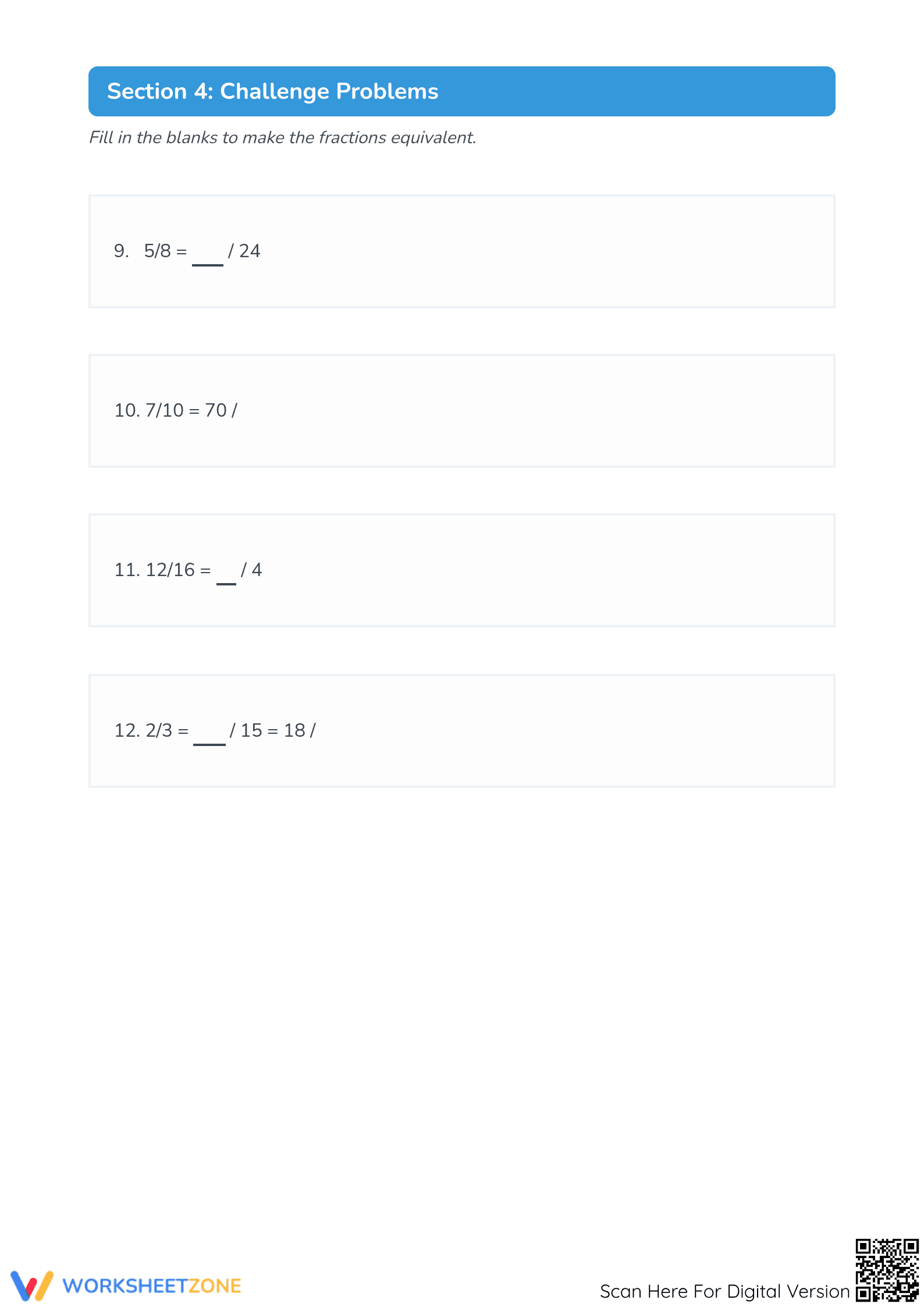 Essential Equivalent Fractions Worksheet | Grade 4 Printable - Page 3