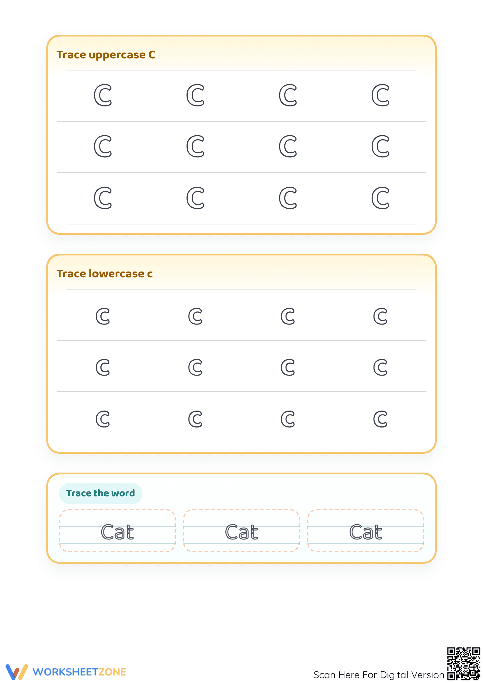 Printable Letter C Alphabet Writing Worksheet | Grade K-1 - Page 2
