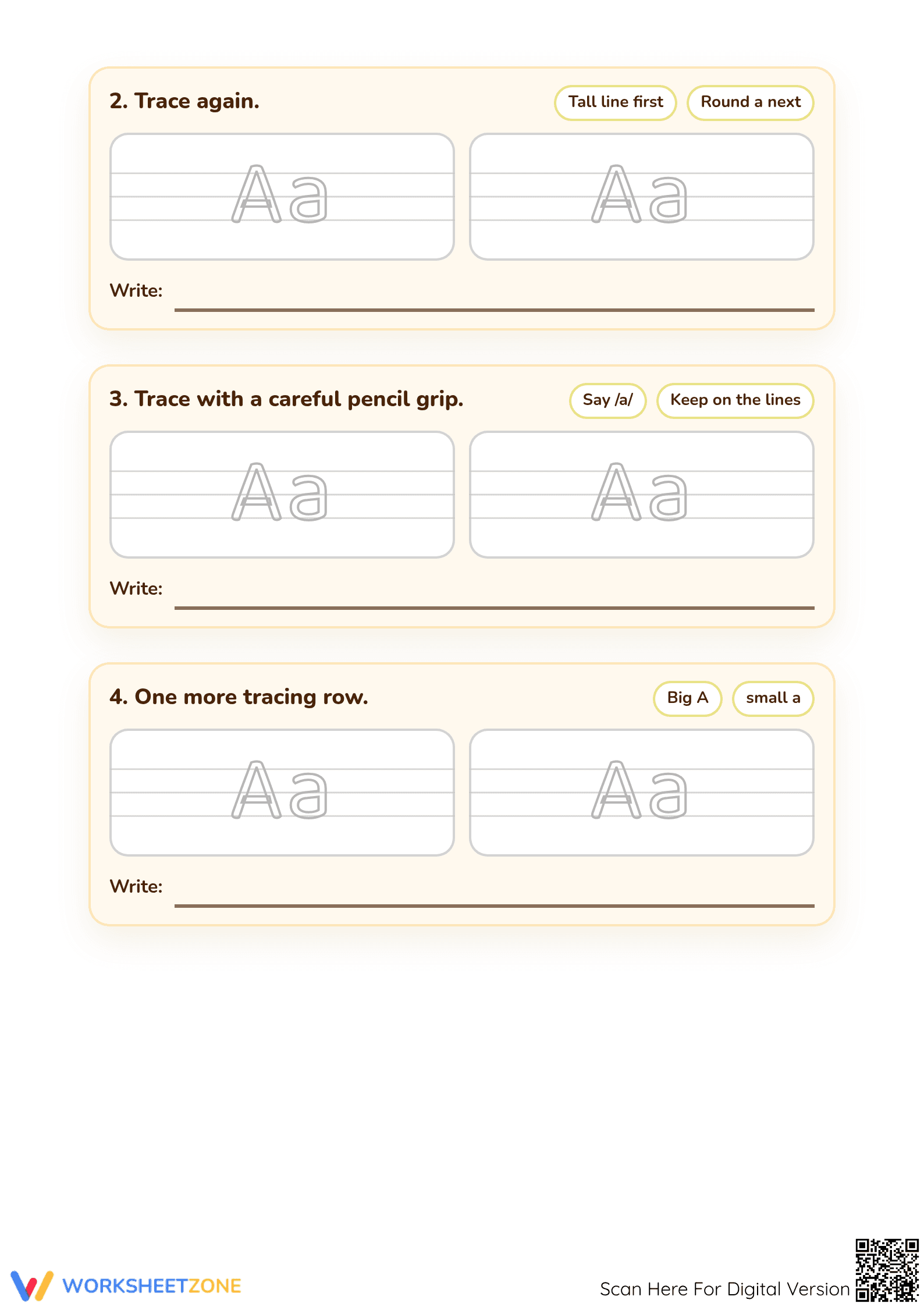 Printable Letter A Worksheet for Preschool & Kindergarten - Page 2