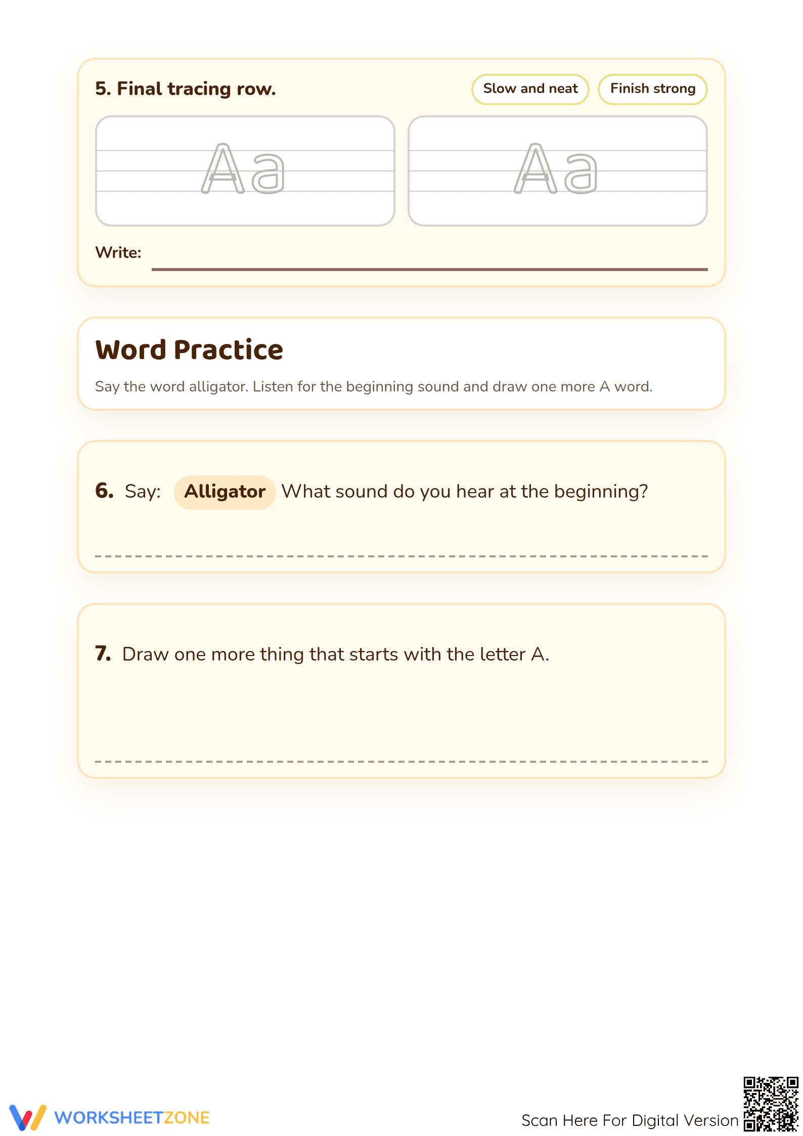 Printable Letter A Worksheet for Preschool & Kindergarten - Page 3