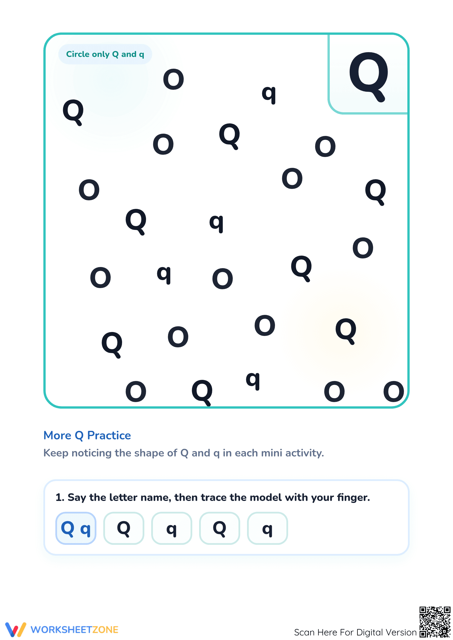 Printable Letter Q Recognition Worksheet | Kindergarten ELA - Page 2