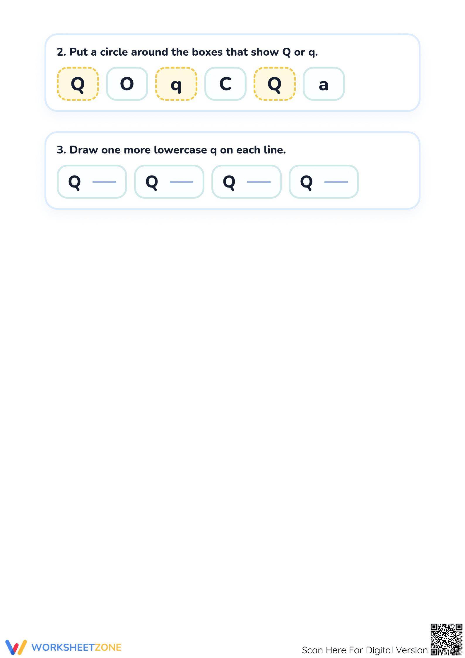 Printable Letter Q Recognition Worksheet | Kindergarten ELA - Page 3