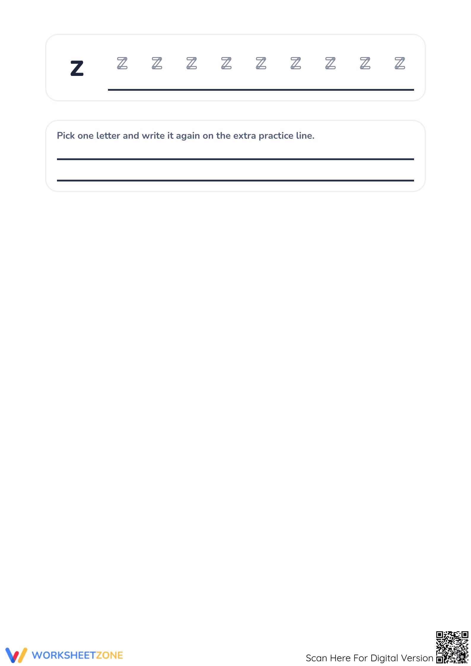 Learning Letters v-z: Printable Grade K ELA Worksheet - Page 2