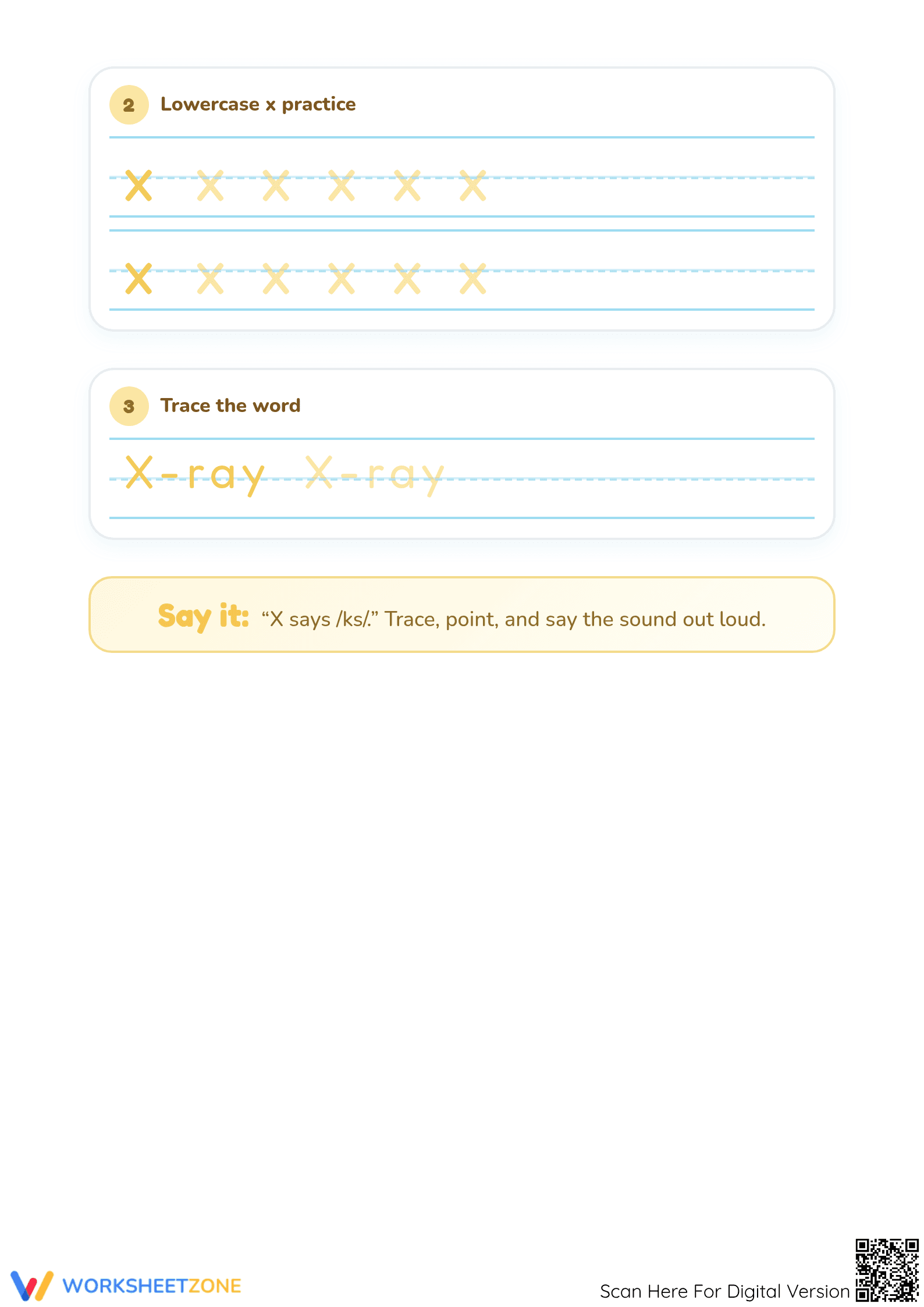Letter X Tracing Worksheet | Essential Grade K Alphabet - Page 2