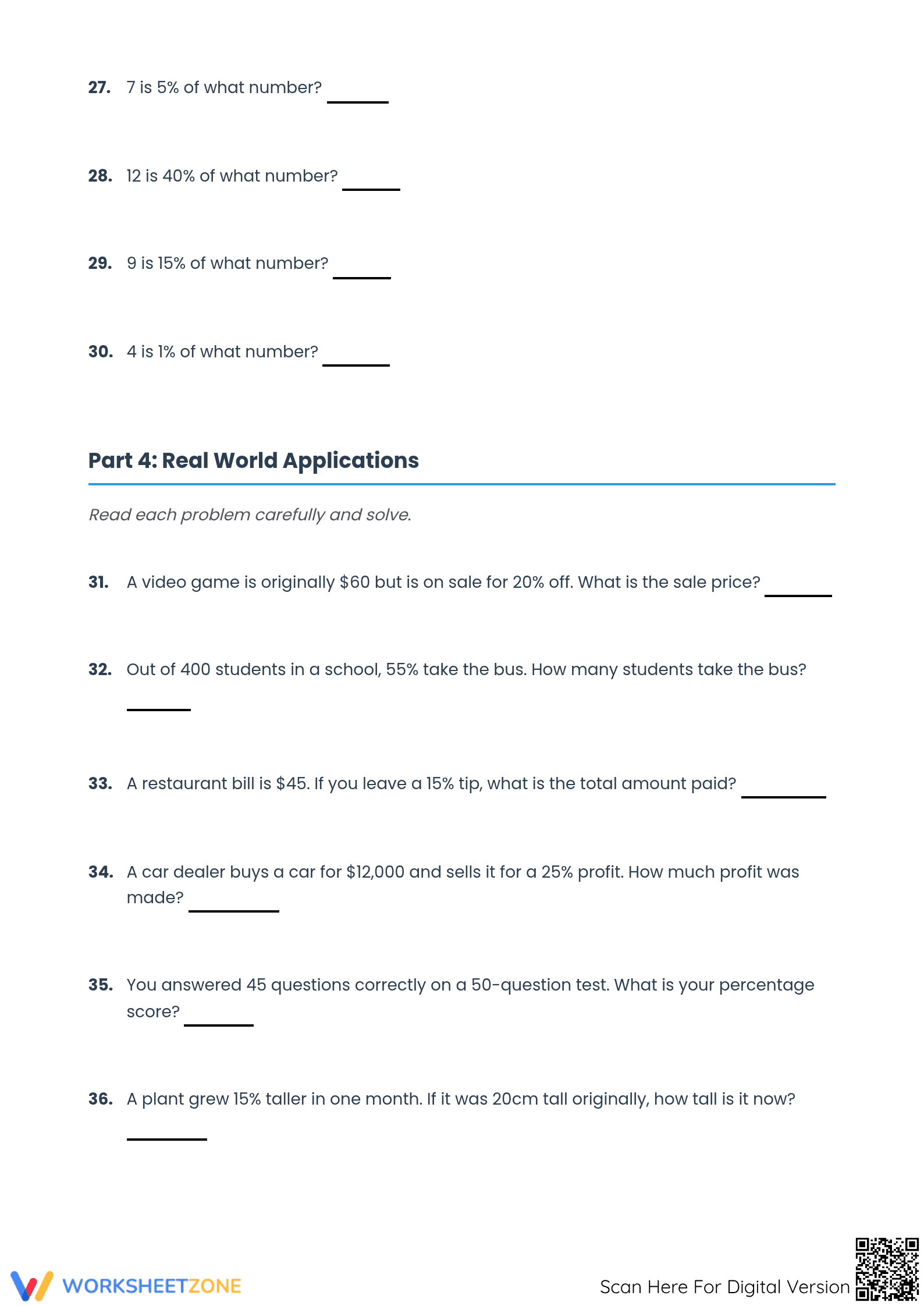 Essential Mixed Percent Worksheet | Grades 6-8 Math - Page 4