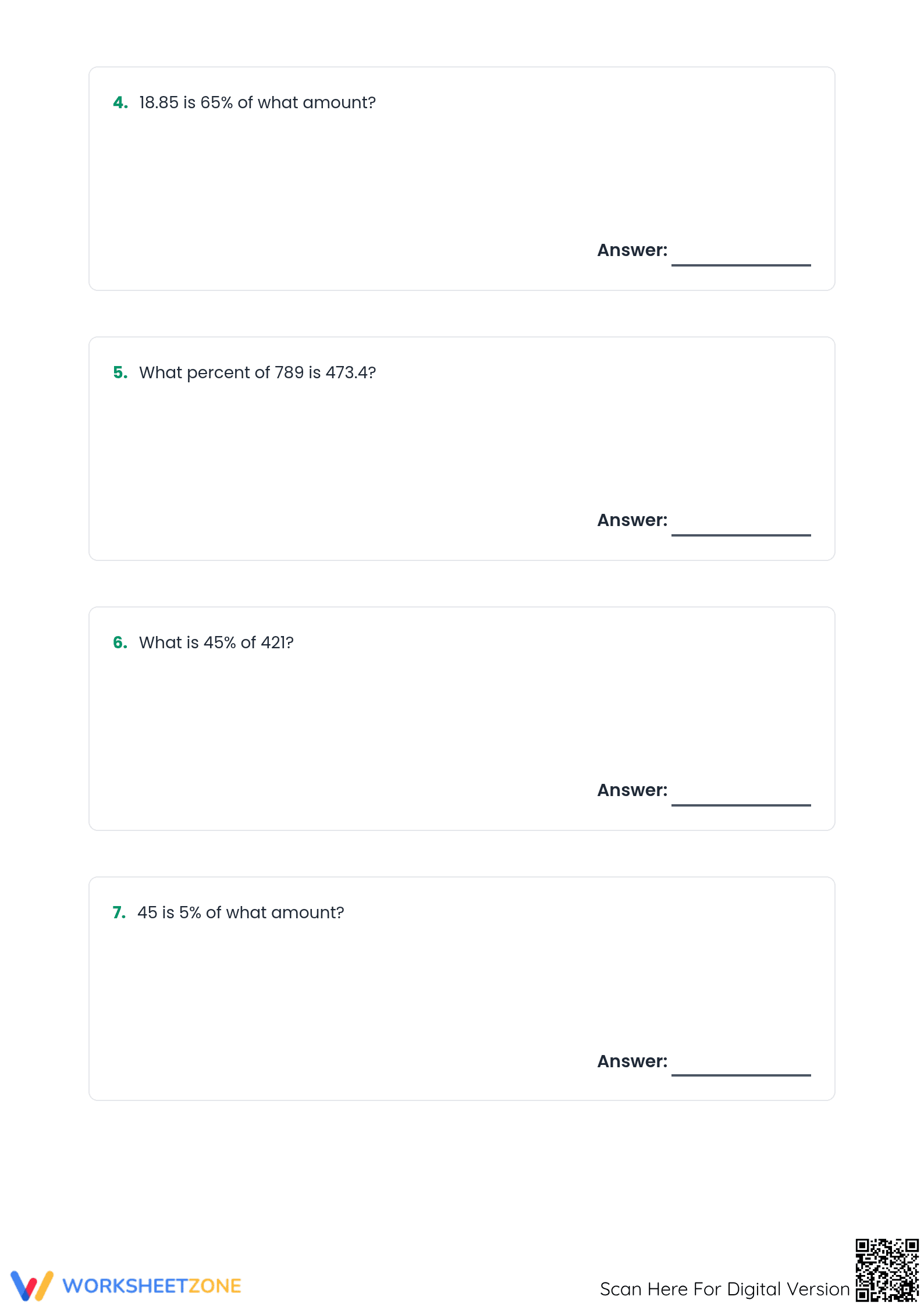 Essential Percent Calculations Worksheet | Grades 6-8 - Page 2