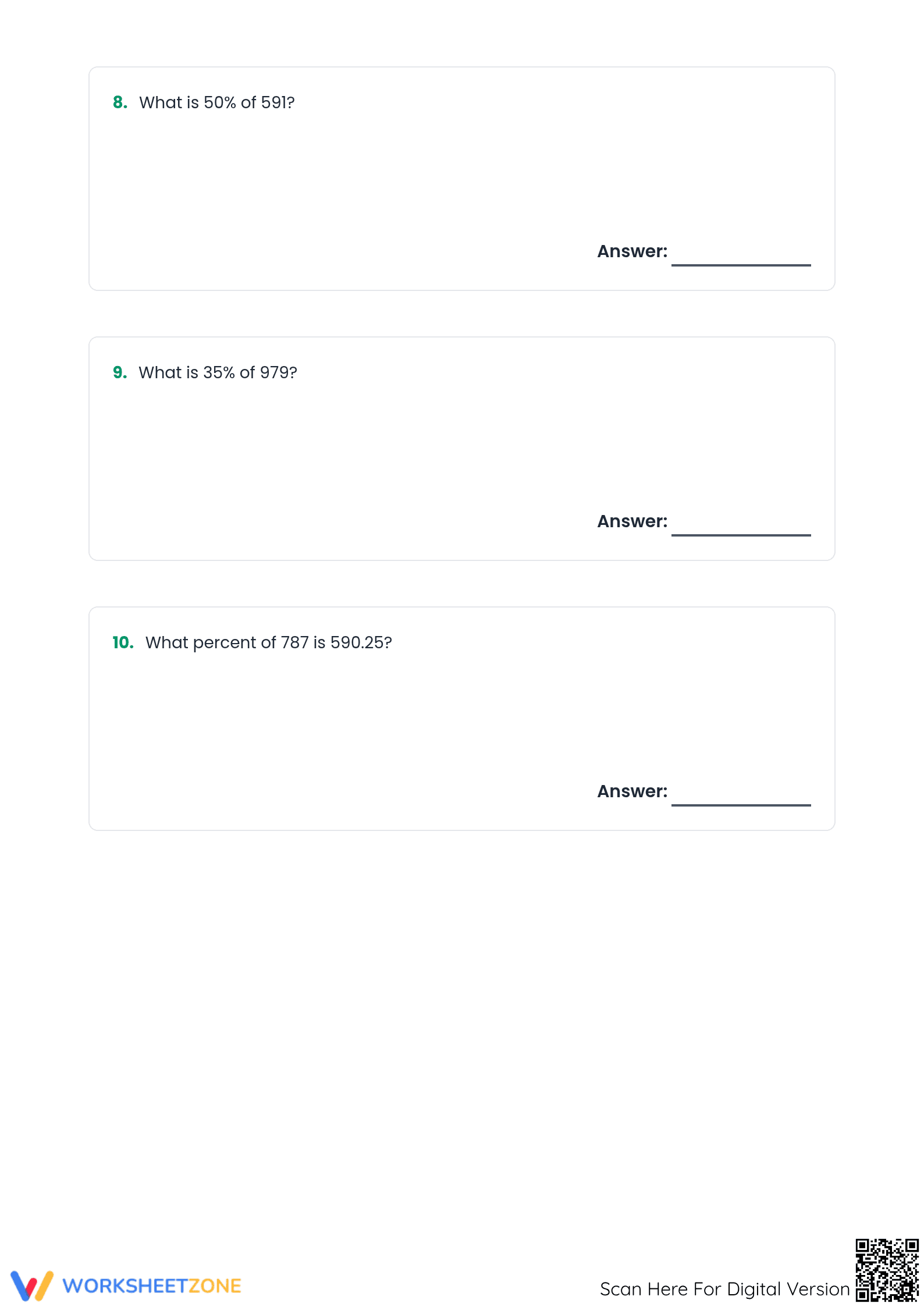 Essential Percent Calculations Worksheet | Grades 6-8 - Page 3