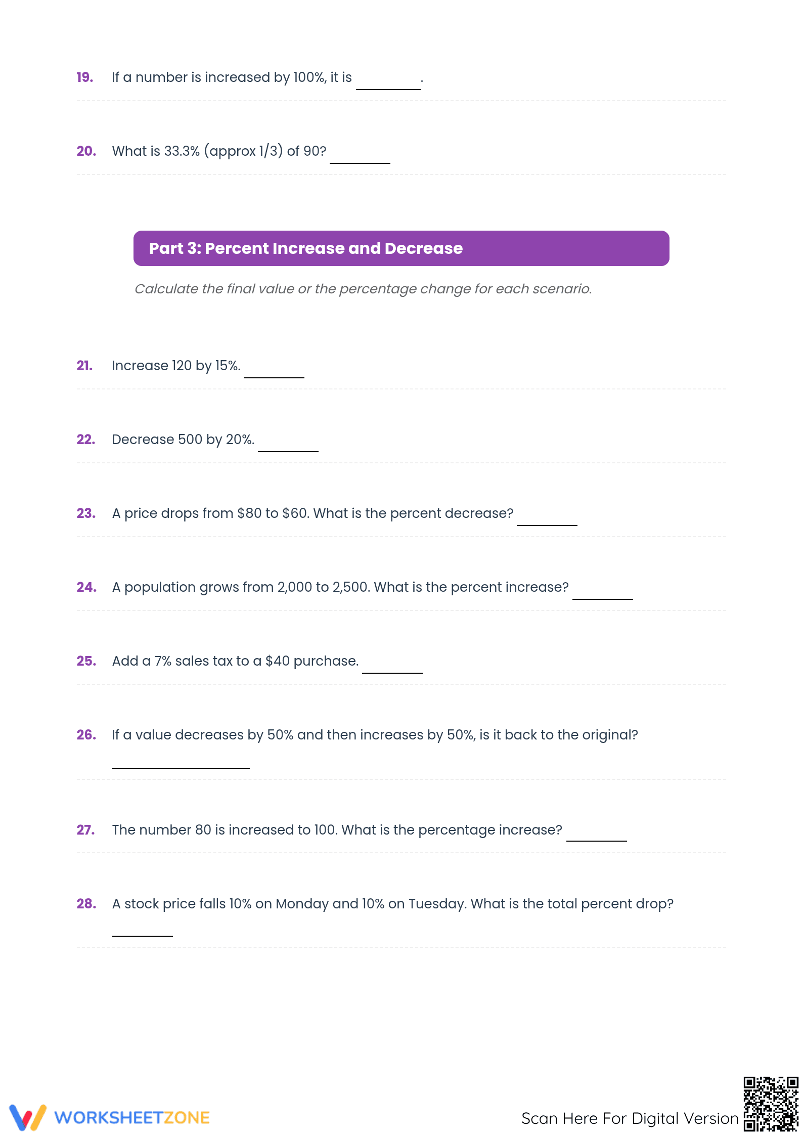 Essential Percent Calculations Worksheet | Grade 7 Math - Page 3