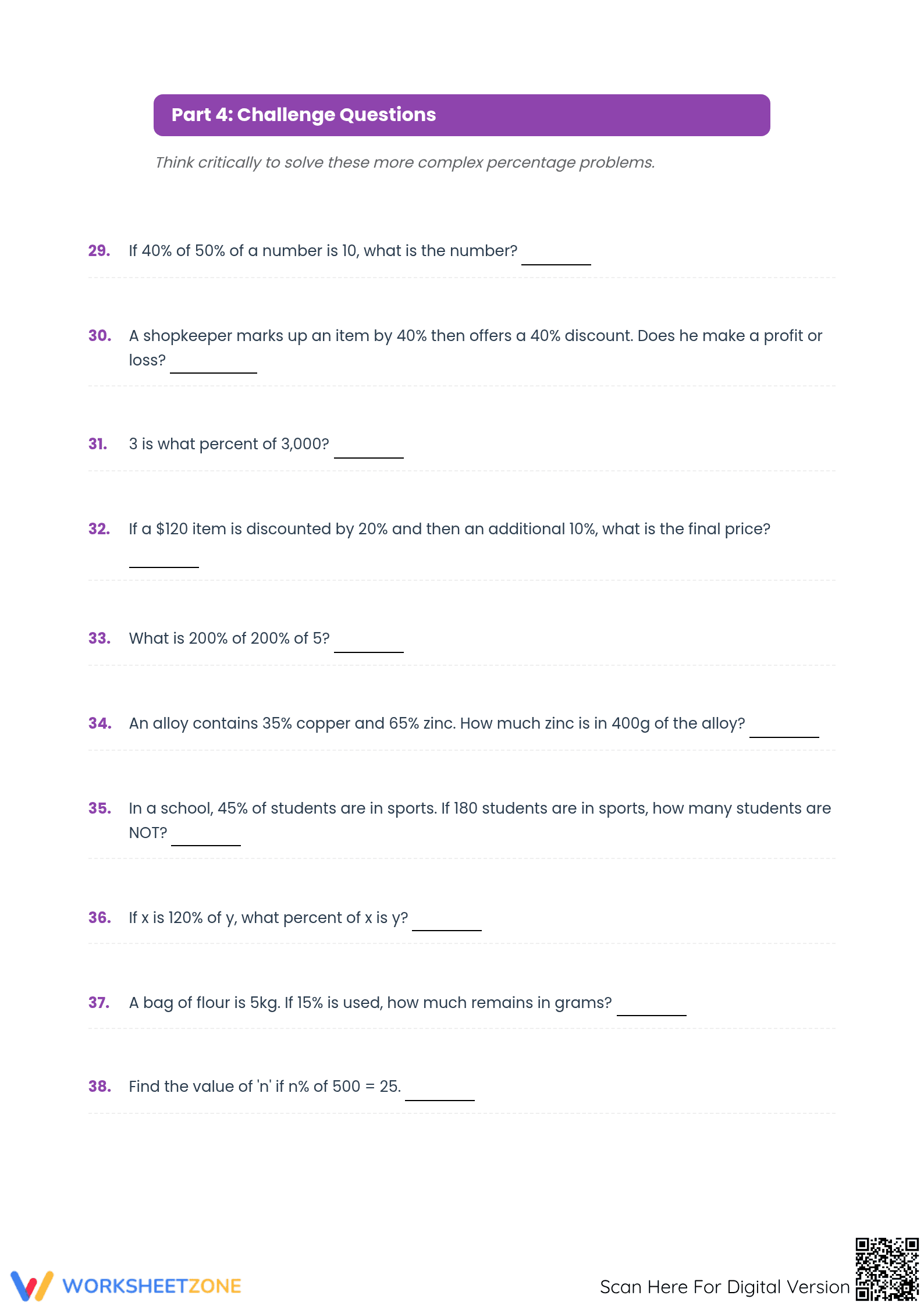 Essential Percent Calculations Worksheet | Grade 7 Math - Page 4