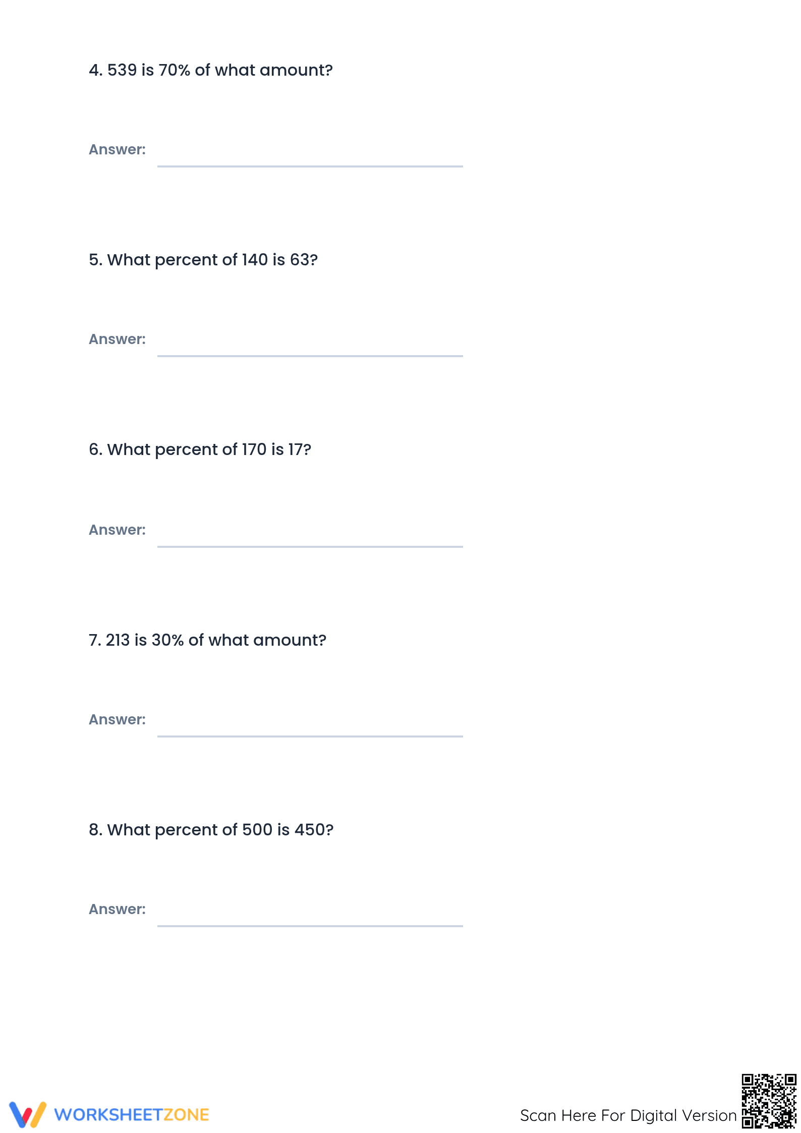 Essential Mixed Percent Calculations Worksheet | Grade 6-8 - Page 2