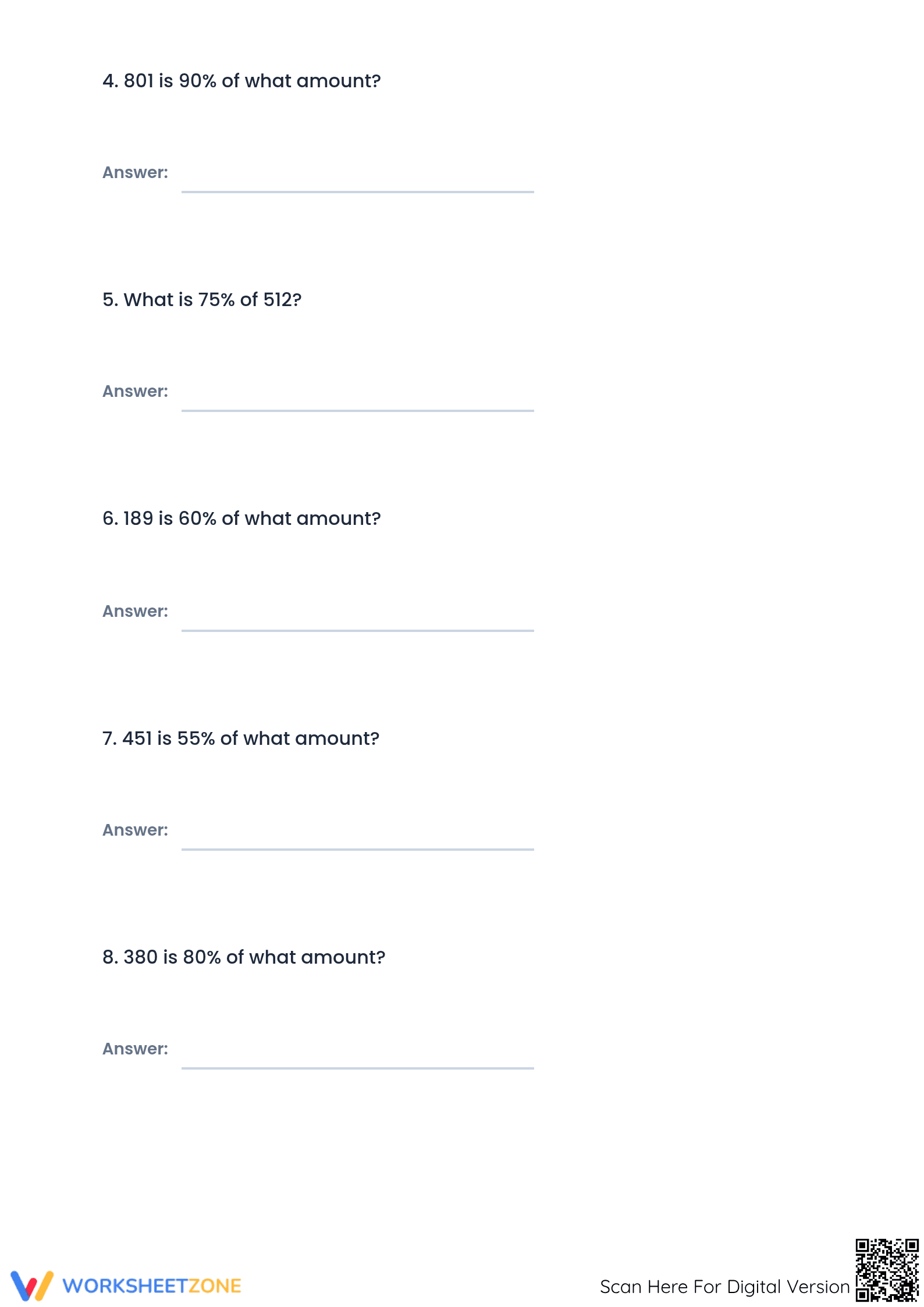 Printable Mixed Percent Calculations Worksheet | Grade 6-8 - Page 2