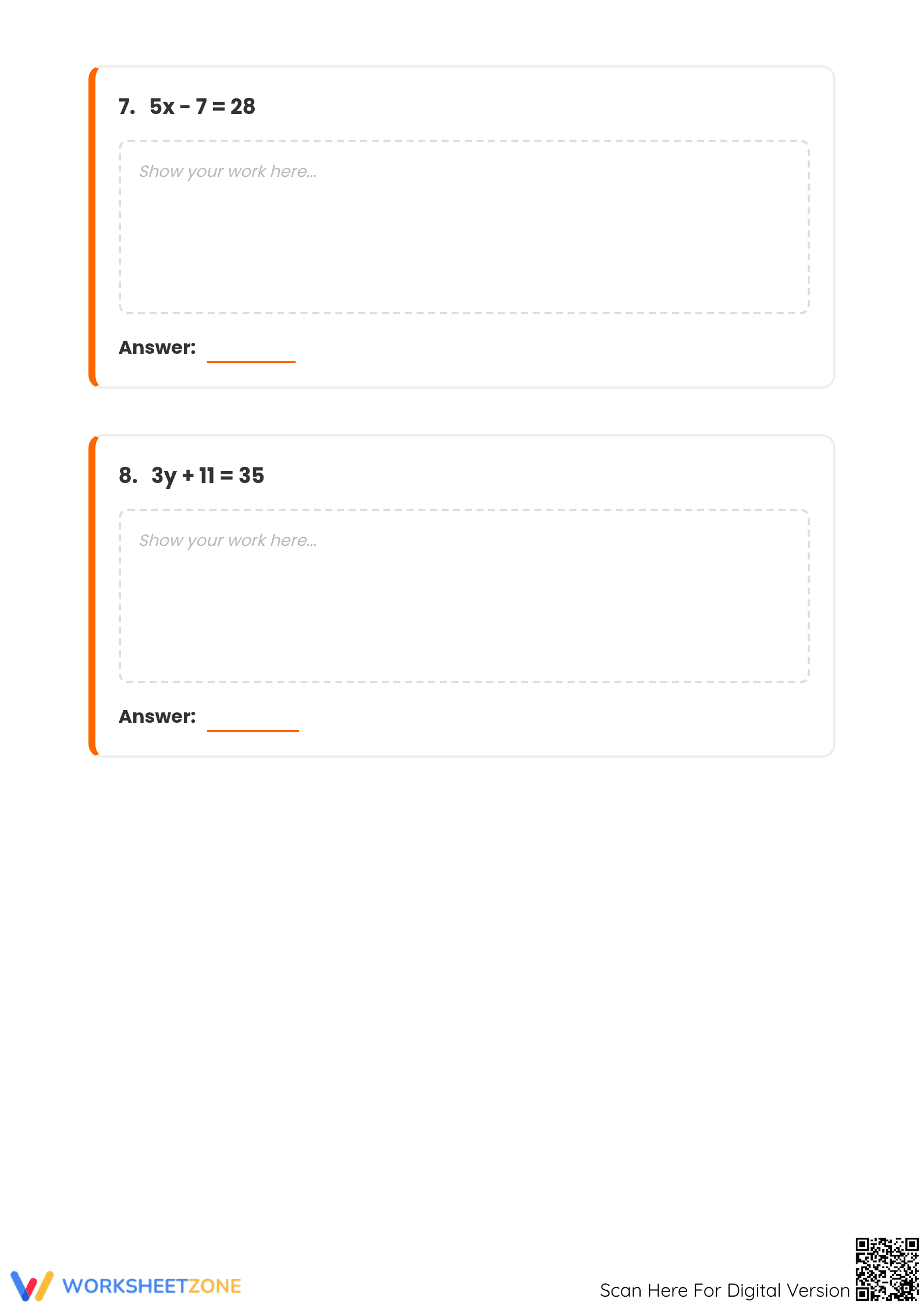 One-Step and Two-Step Equations Worksheet | Grade 7 Printable - Page 4