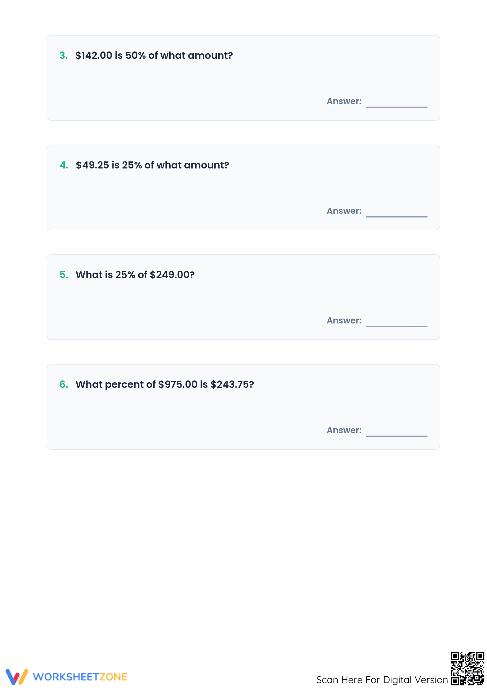 Essential Percent Calculations Worksheet | Grade 7 Math - Page 2