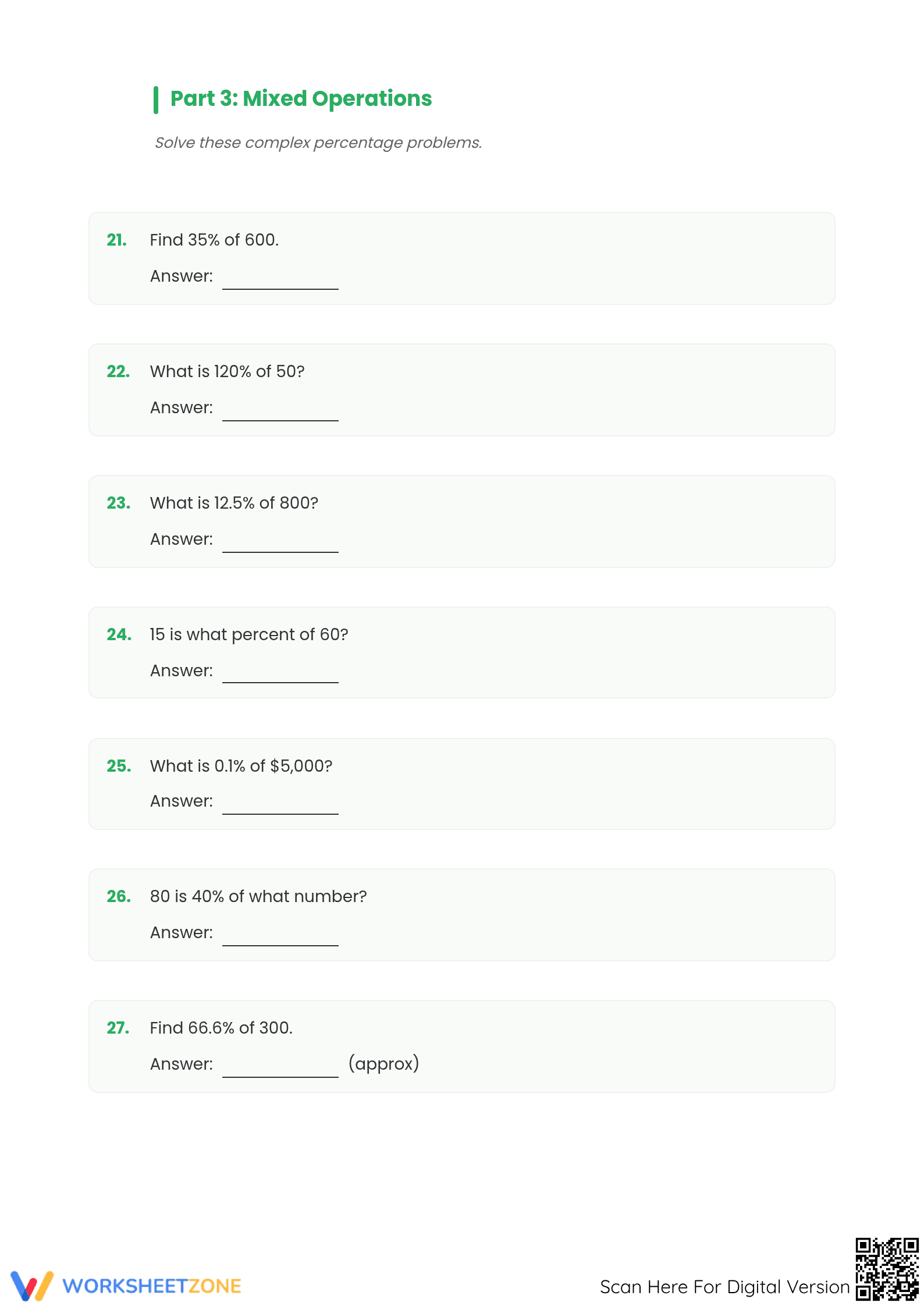 Mixed Percent Calculations Worksheet | Grade 7 Essential - Page 4