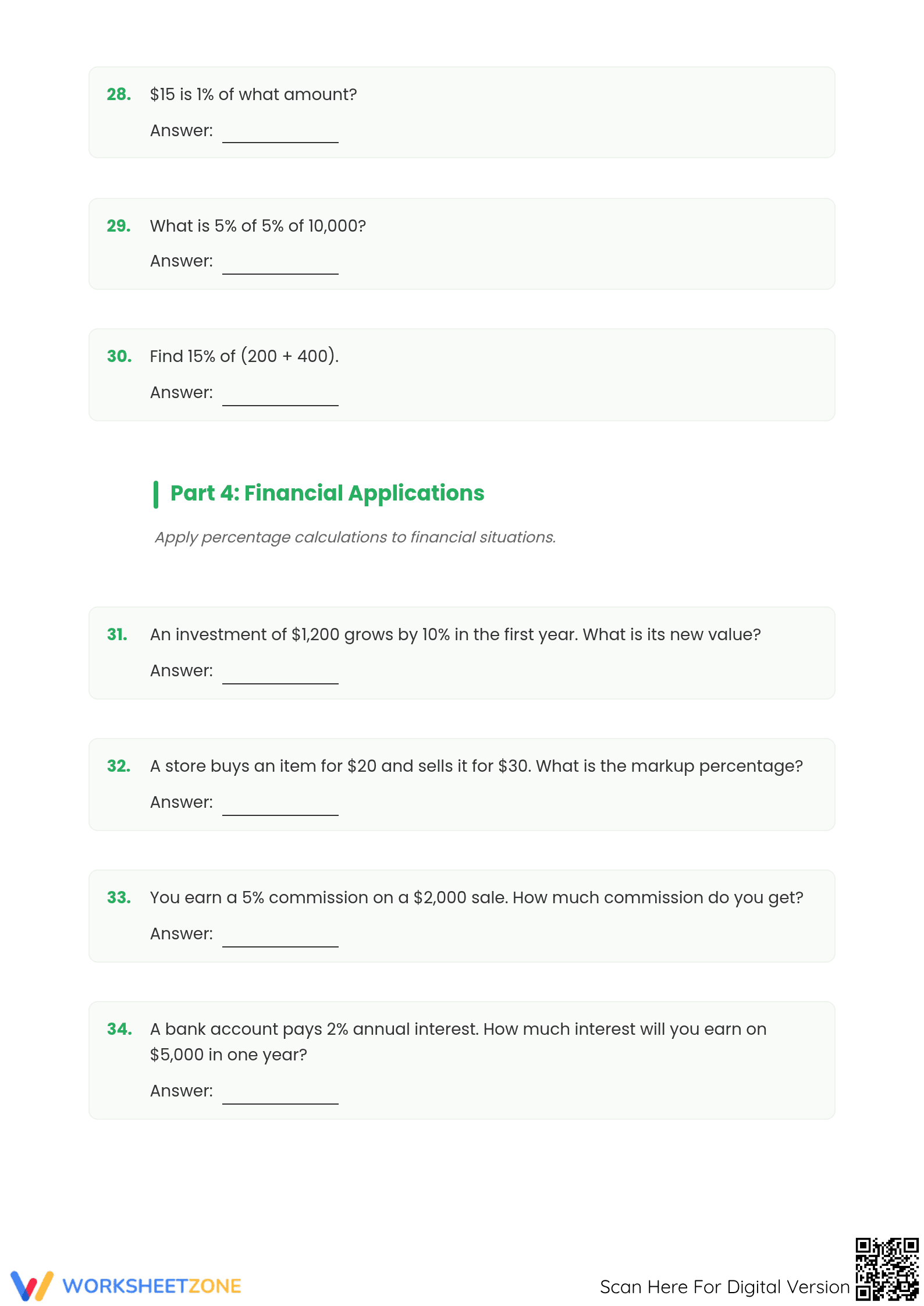 Mixed Percent Calculations Worksheet | Grade 7 Essential - Page 5