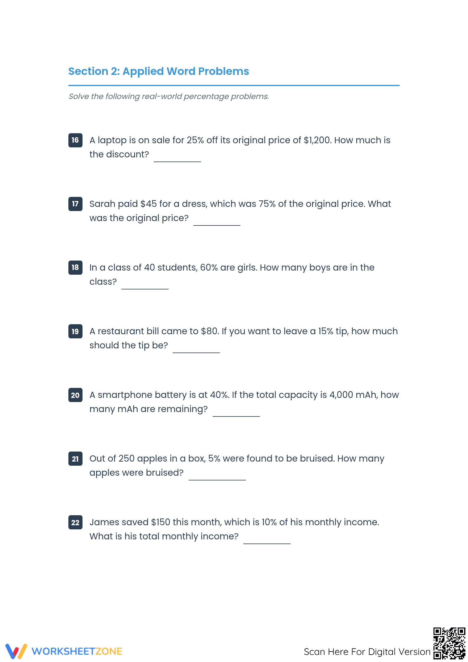 Essential Mixed Percent Calculations Worksheet | Grades 6-8 - Page 3