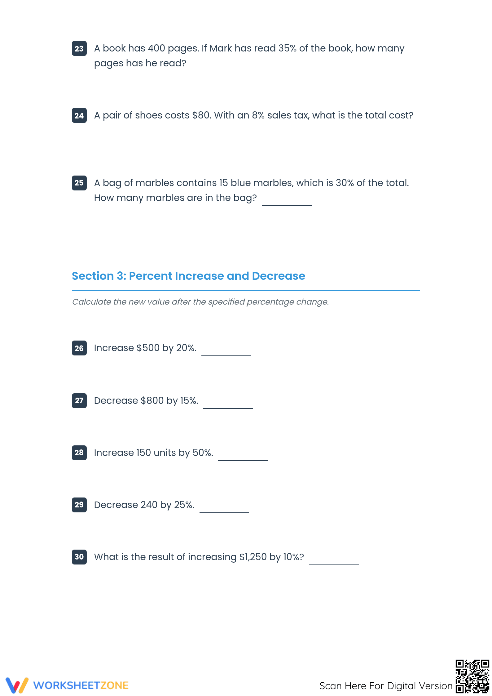 Essential Mixed Percent Calculations Worksheet | Grades 6-8 - Page 4