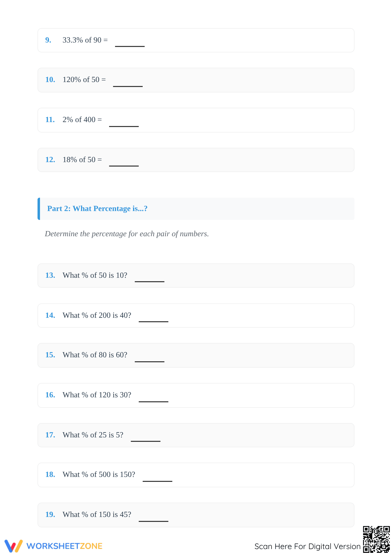Essential Mixed Percent Calculations Worksheet | Grades 6-8 - Page 2