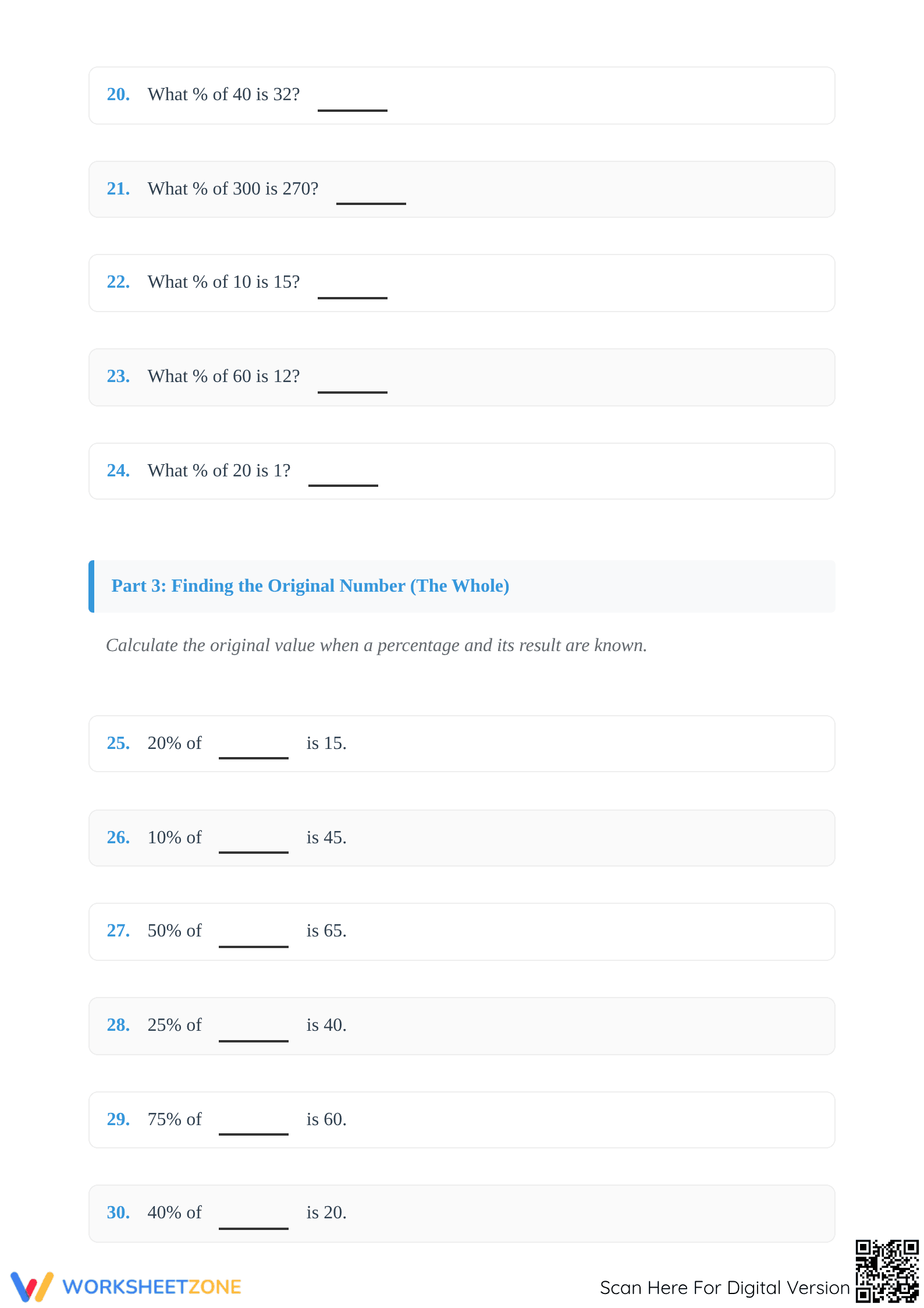 Essential Mixed Percent Calculations Worksheet | Grades 6-8 - Page 3