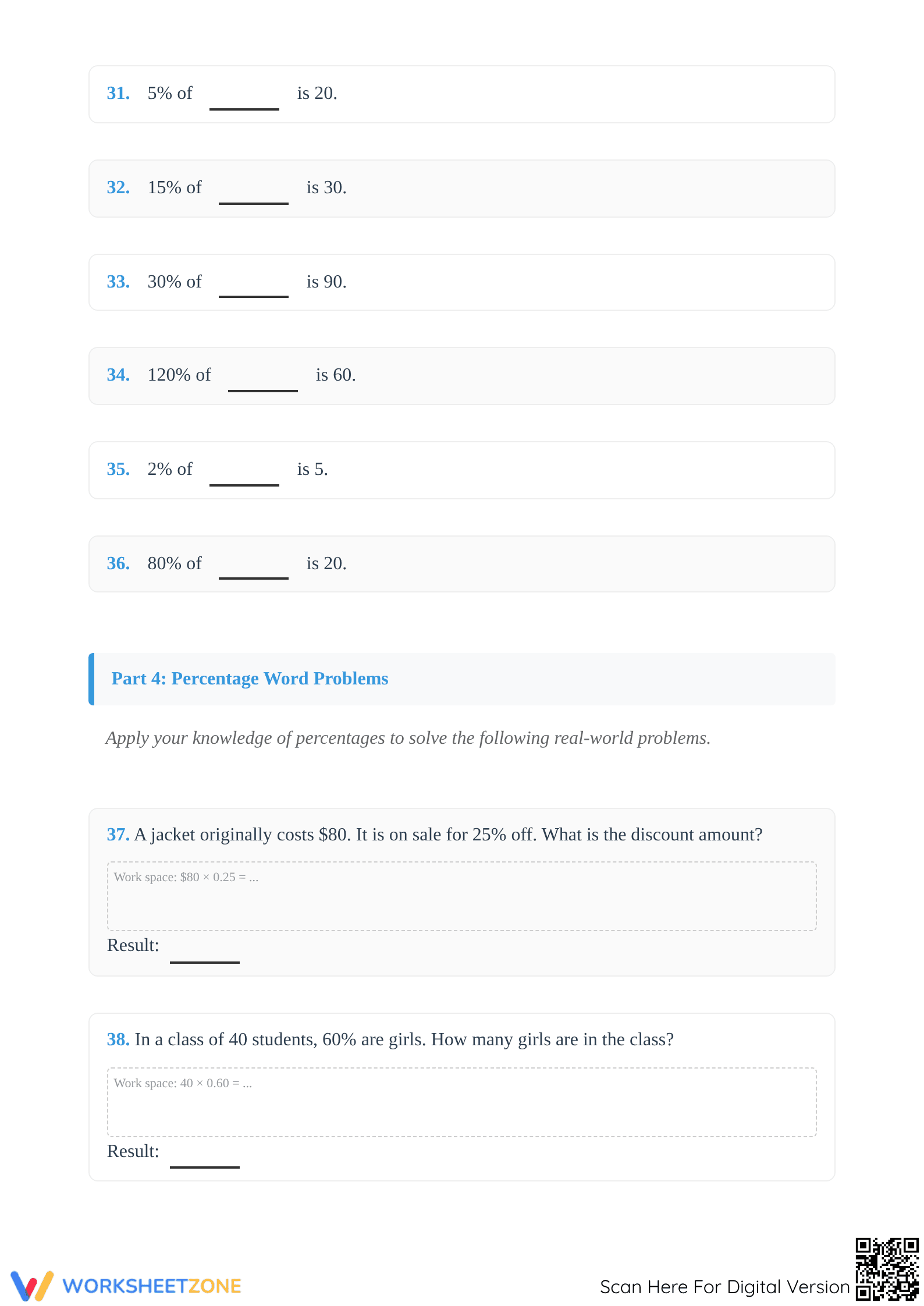 Essential Mixed Percent Calculations Worksheet | Grades 6-8 - Page 4