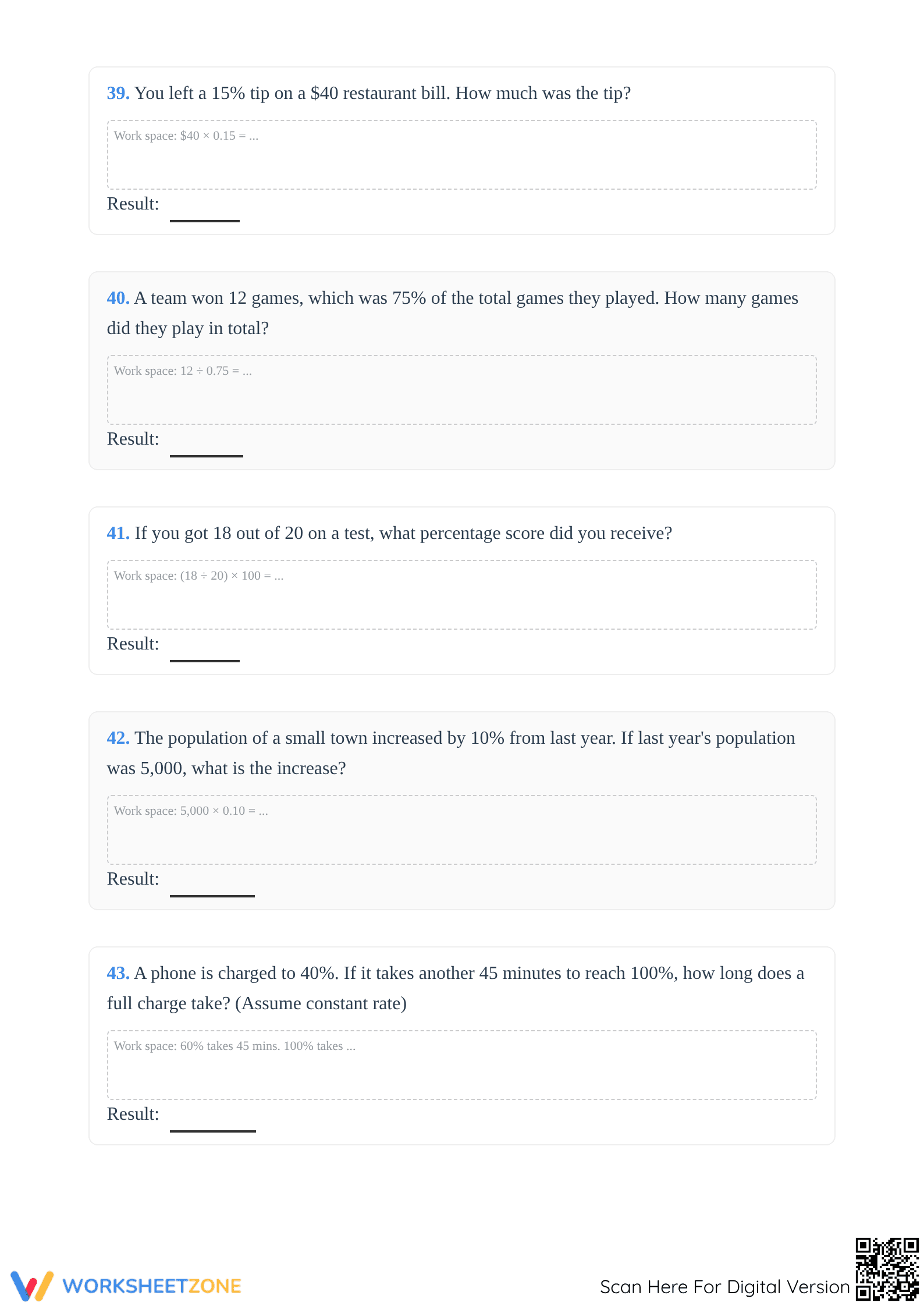 Essential Mixed Percent Calculations Worksheet | Grades 6-8 - Page 5
