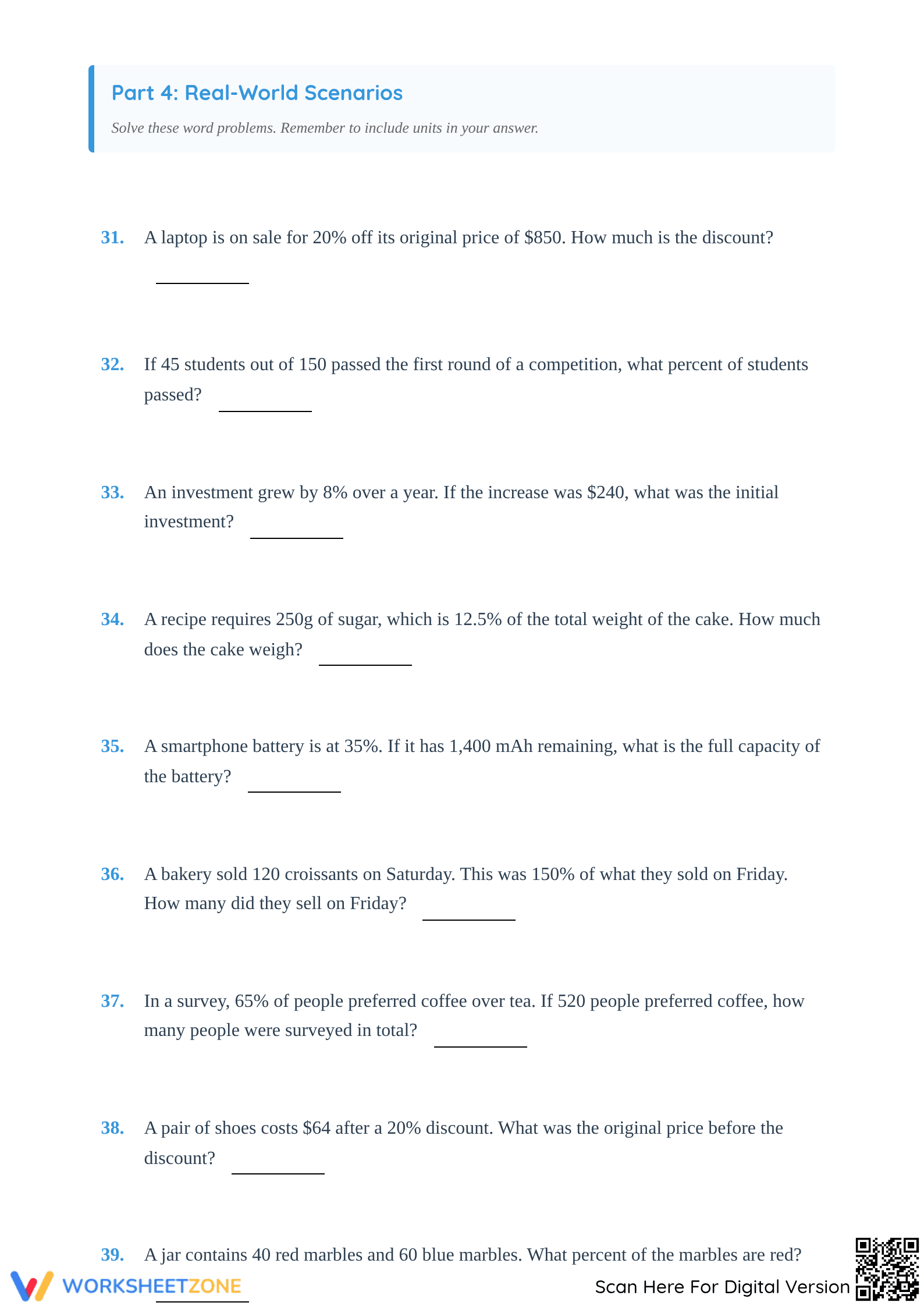 Mixed Percent Calculations Worksheet | Grade 6 Essential - Page 4