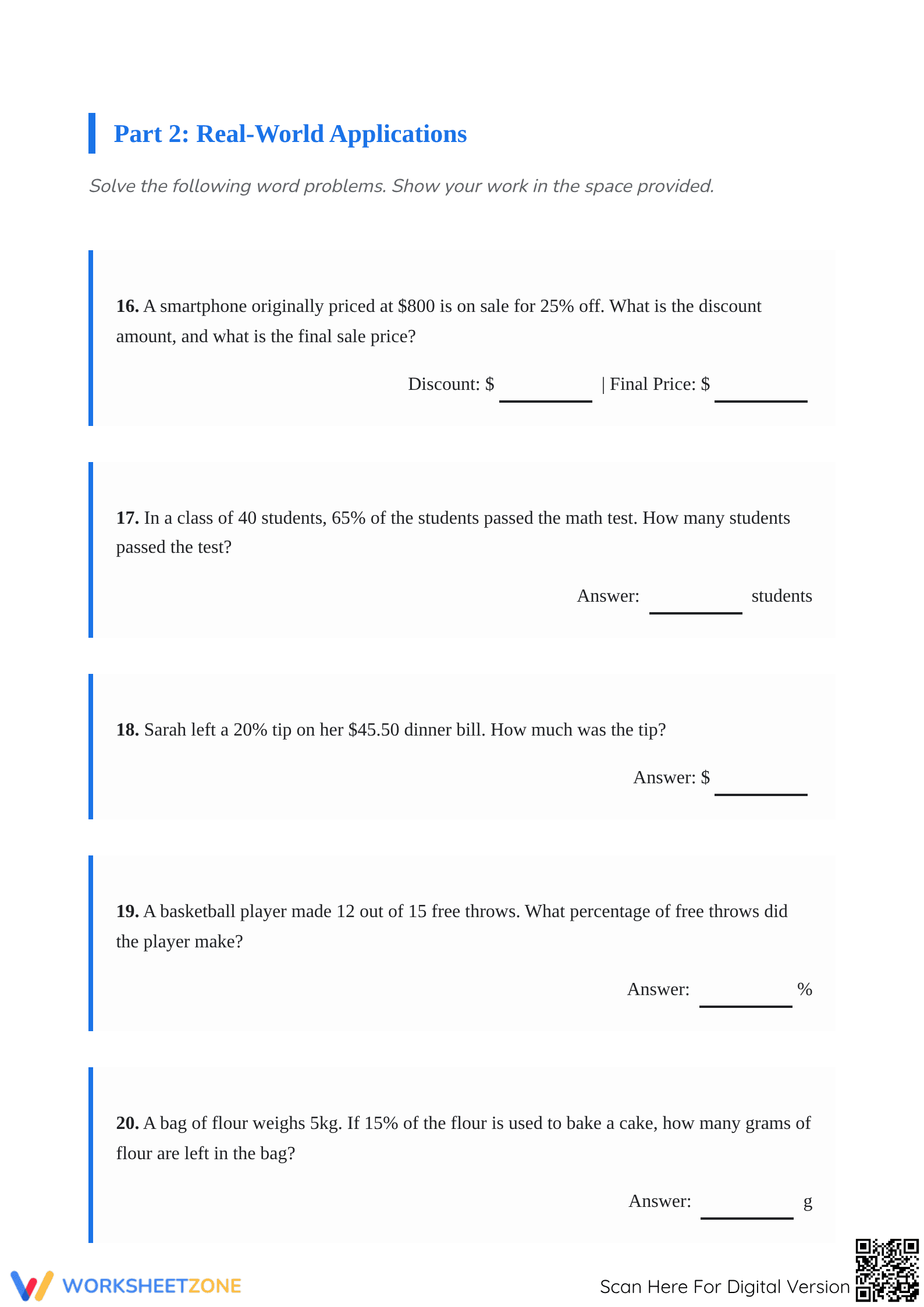 Essential Percent Calculations Worksheet | Grades 5-8 Math - Page 3