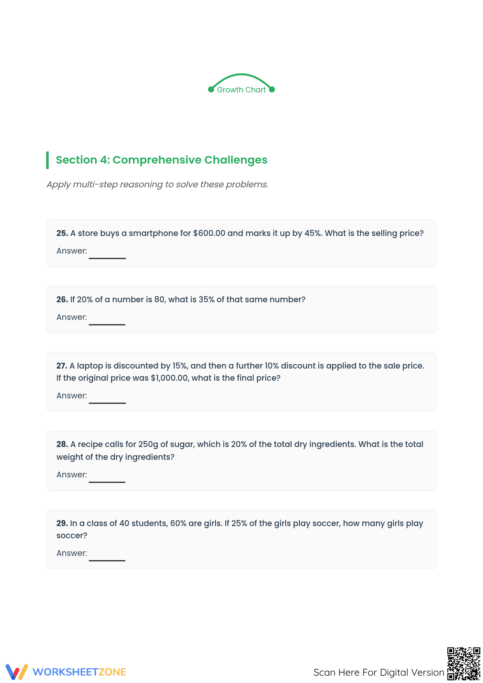 Complete Mixed Percent Calculations Worksheet | Grade 6-8 - Page 3