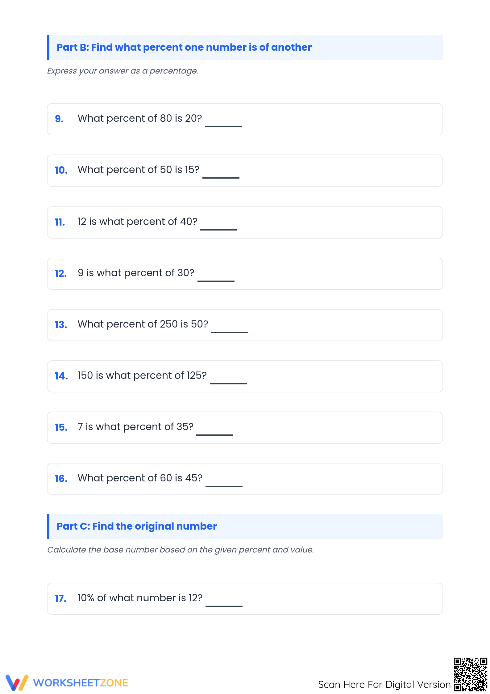 Mixed Percent Calculations Worksheet | Essential Grade 5-8 Math - Page 2