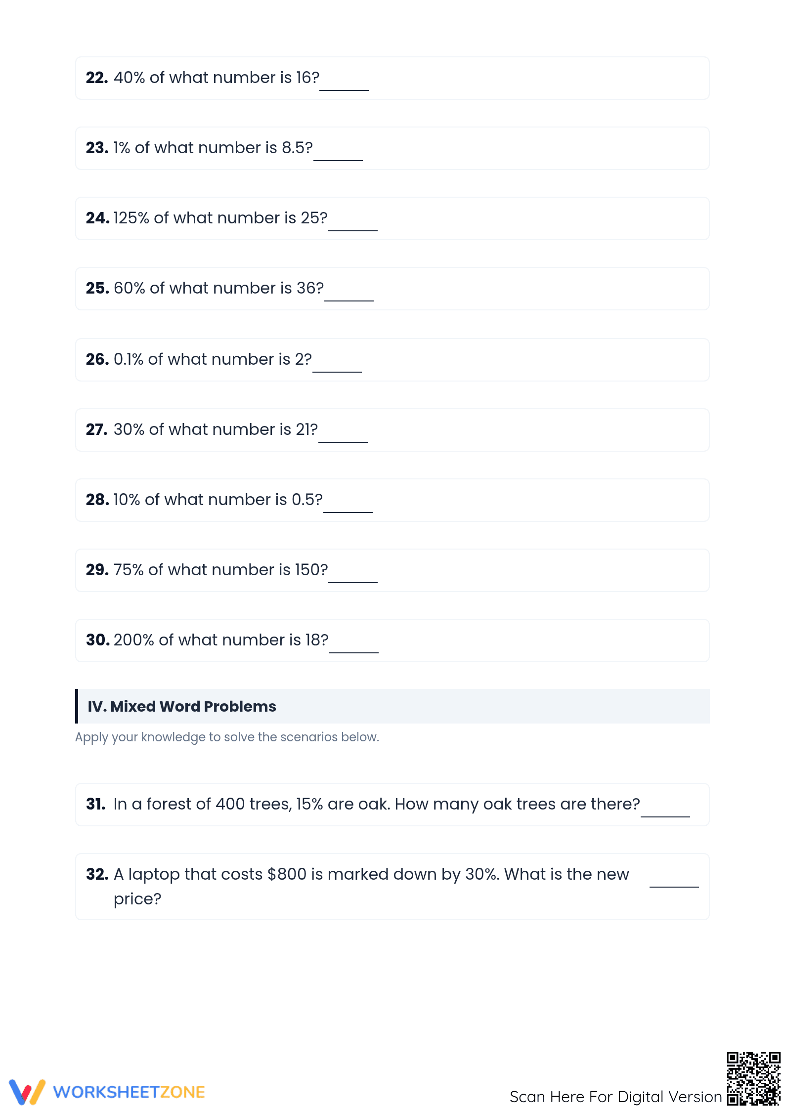 Essential Mixed Percent Calculations — Grades 6-8 Math - Page 3