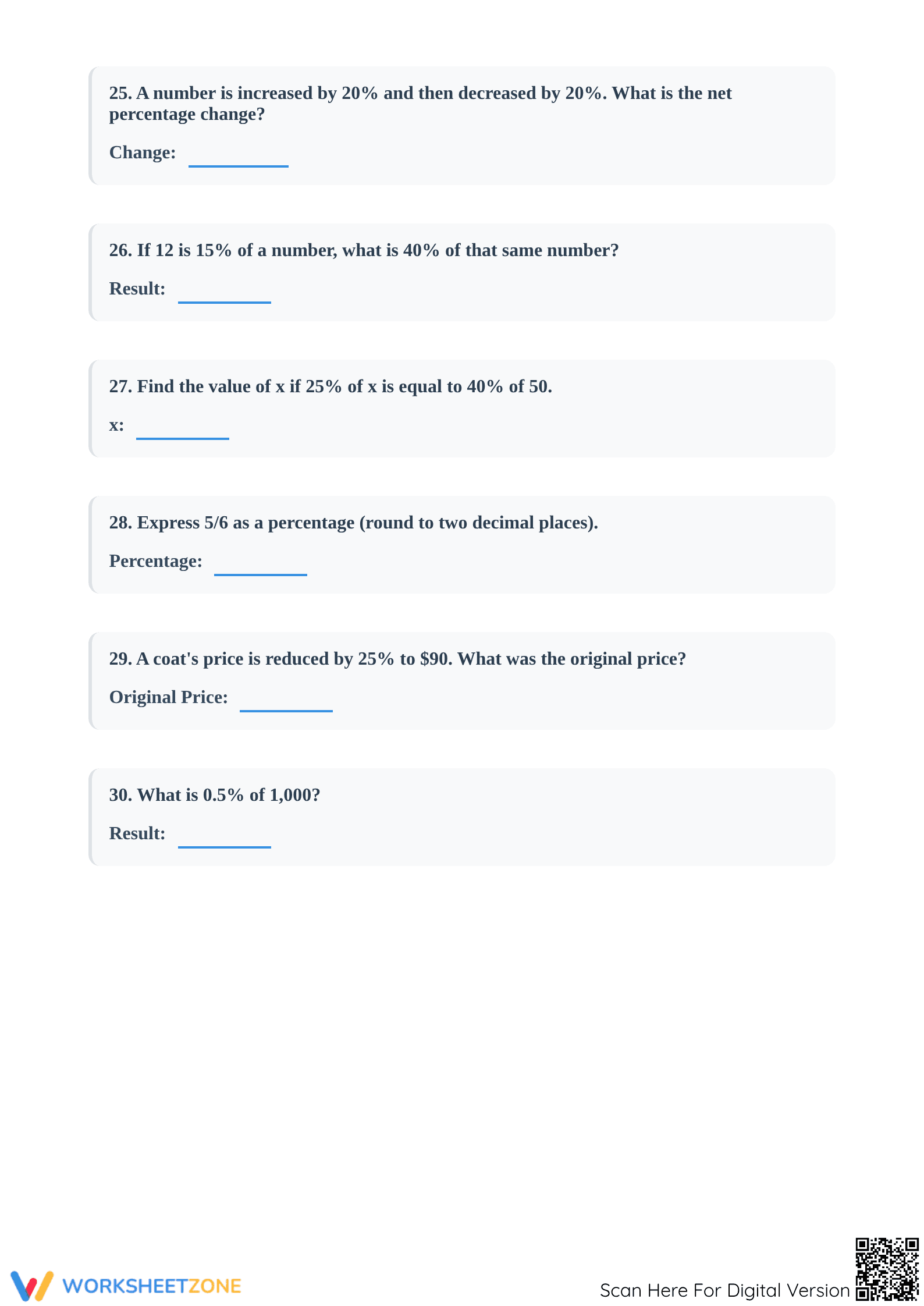 Mixed Percent Calculations Worksheet | Grade 6 Essential - Page 5