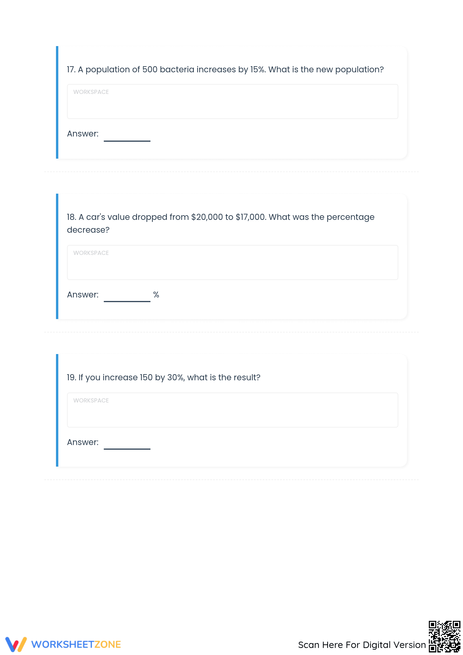 Printable Mixed Percent Calculations Worksheet | Grades 5-8 - Page 3