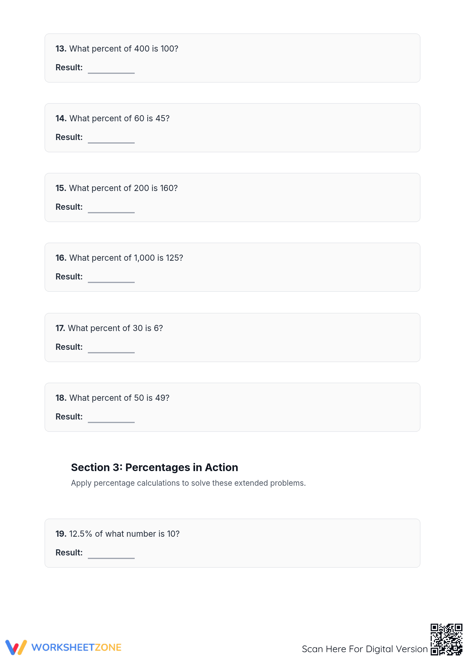 Mixed Percent Calculations Worksheet | Essential Grade 6-8 - Page 3