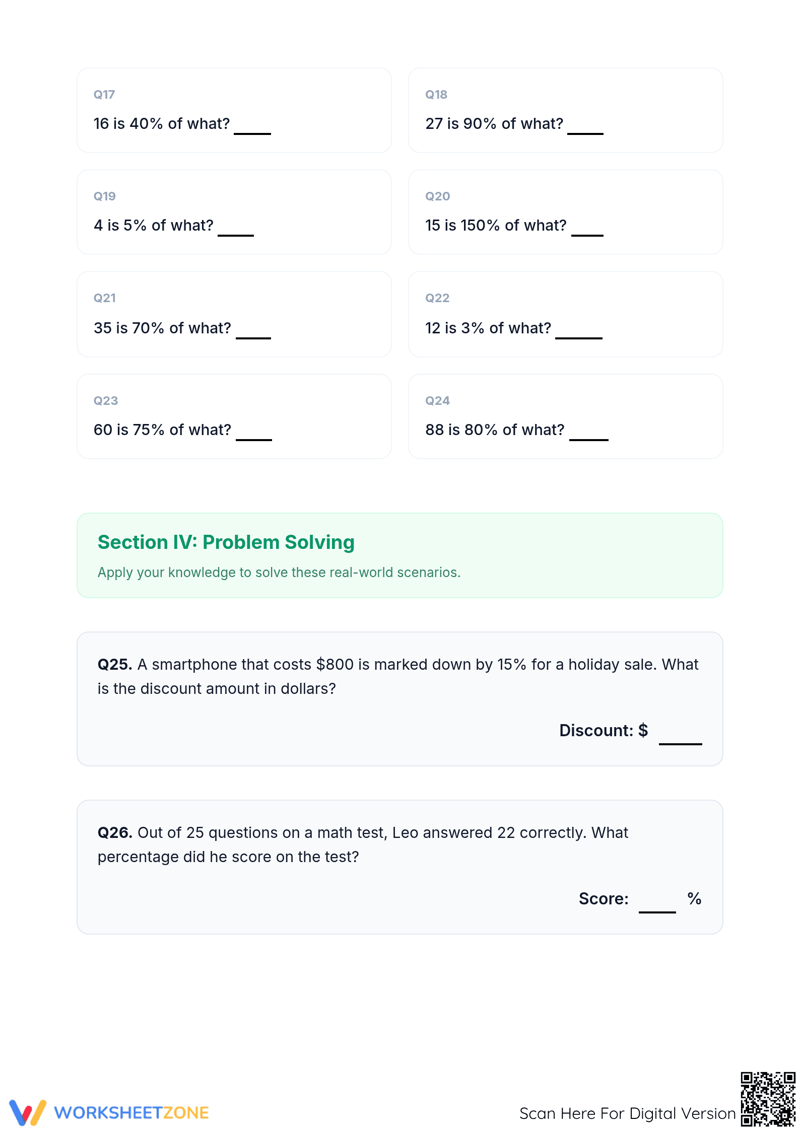 Printable Mixed Percent Mastery Worksheet | Grade 6 Math - Page 3