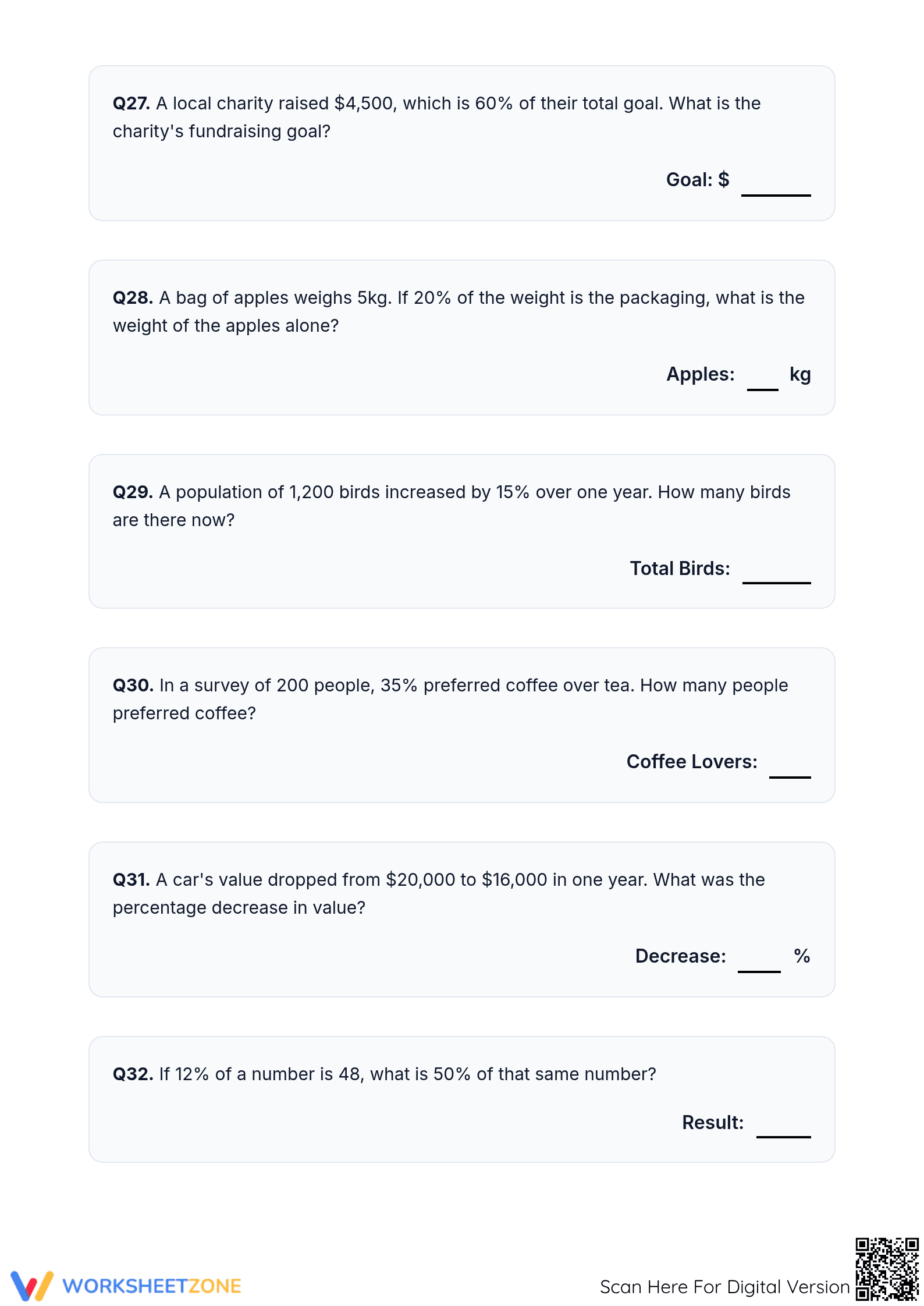 Printable Mixed Percent Mastery Worksheet | Grade 6 Math - Page 4