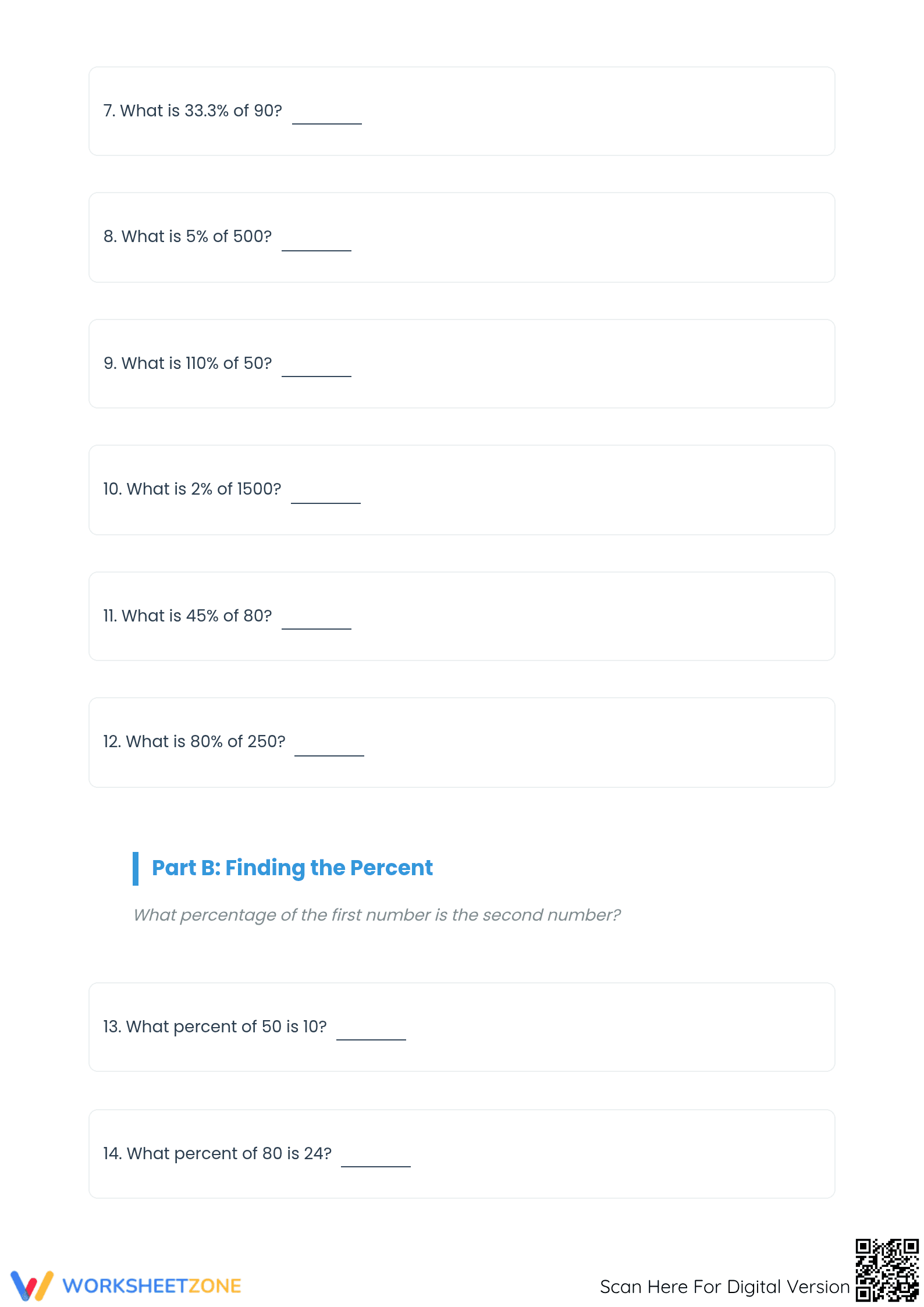 Essential Mixed Percent Calculations Worksheet | Grades 6-8 - Page 2
