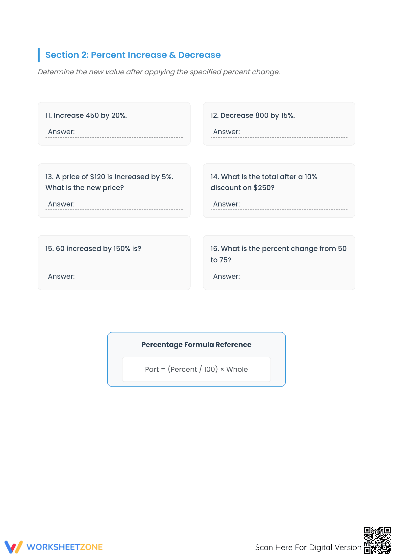Essential Mixed Percent Calculations Worksheet | Grade 7 - Page 2