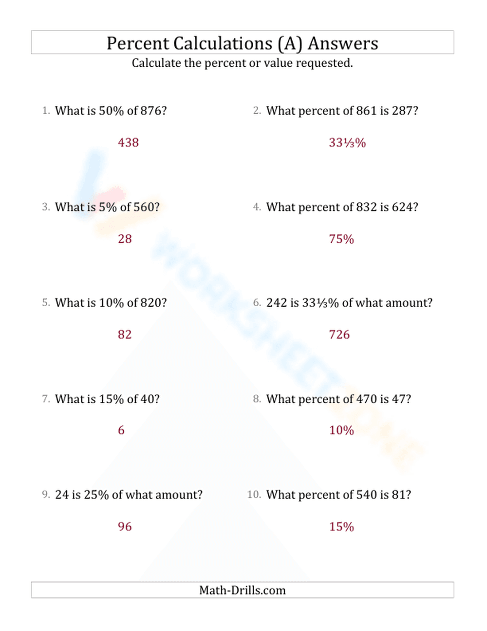 Mixed percent calculations - Page 2