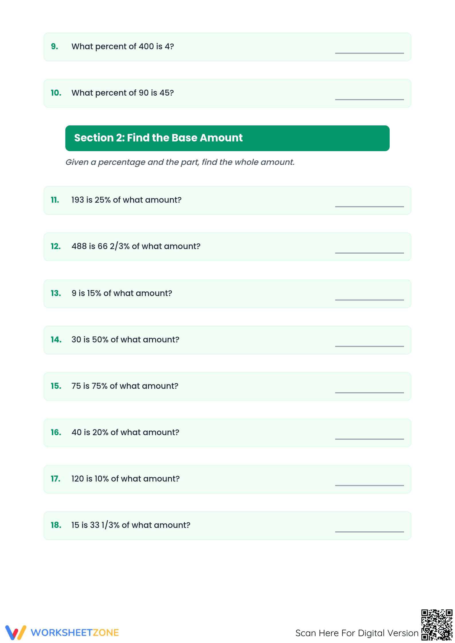 Essential Percent Calculations Worksheet | Grades 6-8 Math - Page 2