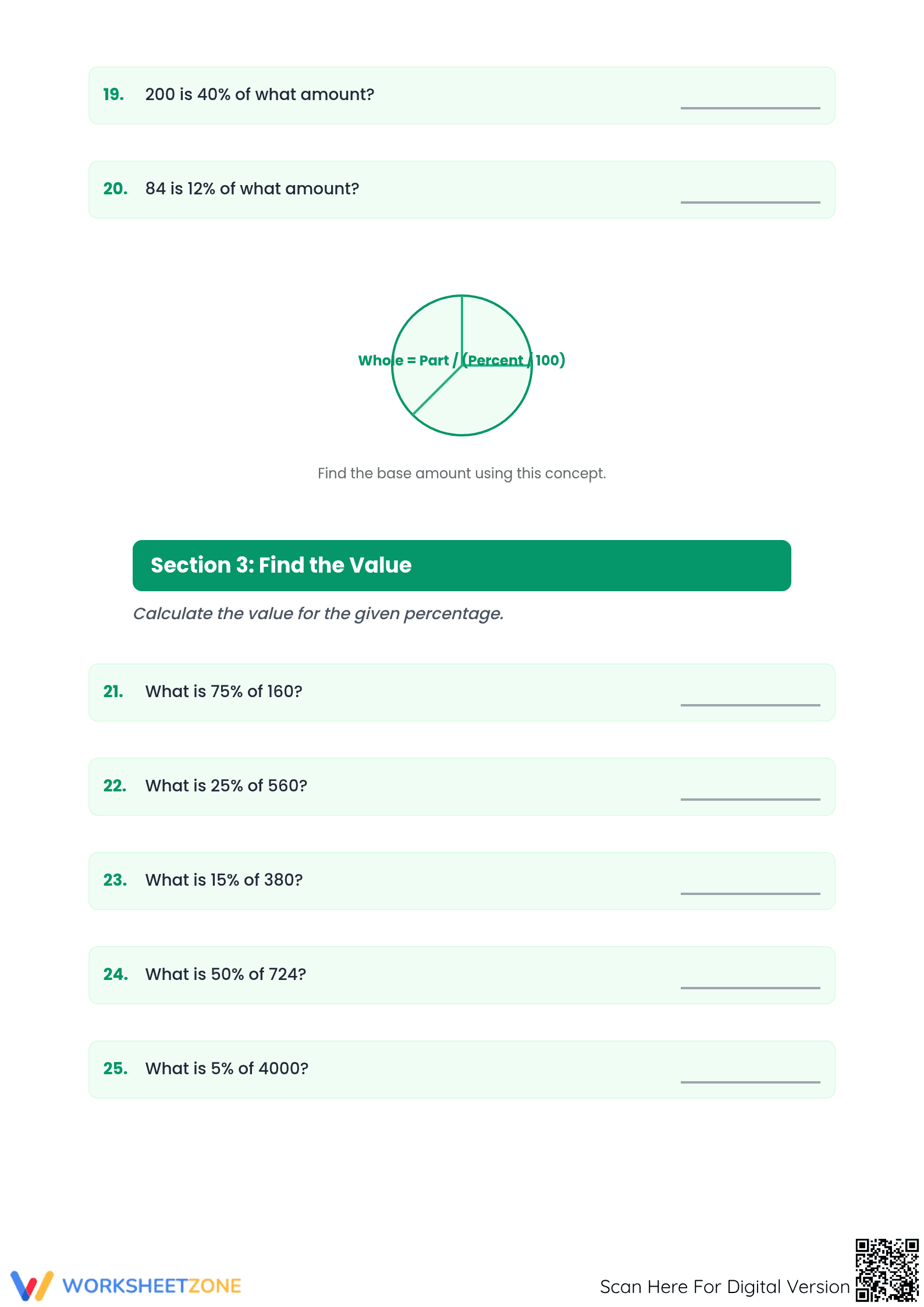 Essential Percent Calculations Worksheet | Grades 6-8 Math - Page 3